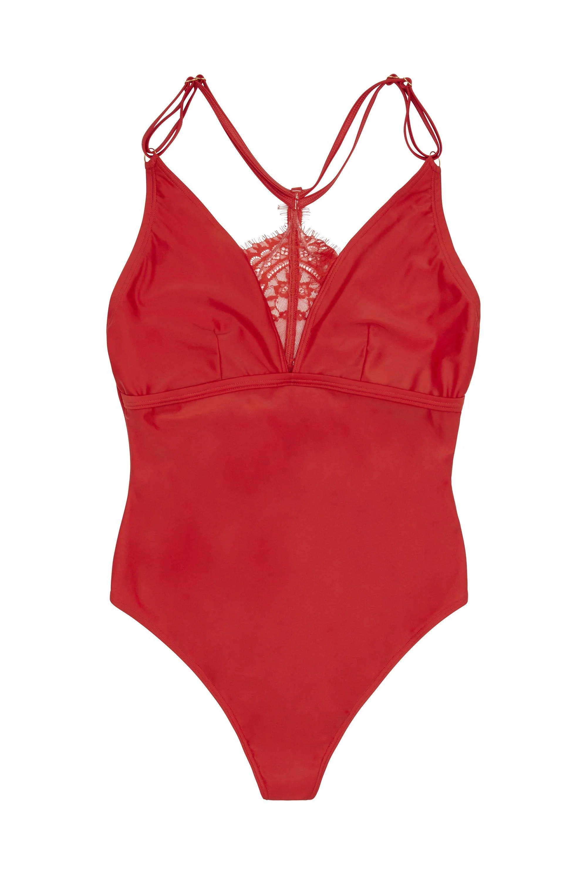 Hunter McGrady Plus Size/Curve Red Lace Detail Swimsuit - Image 3