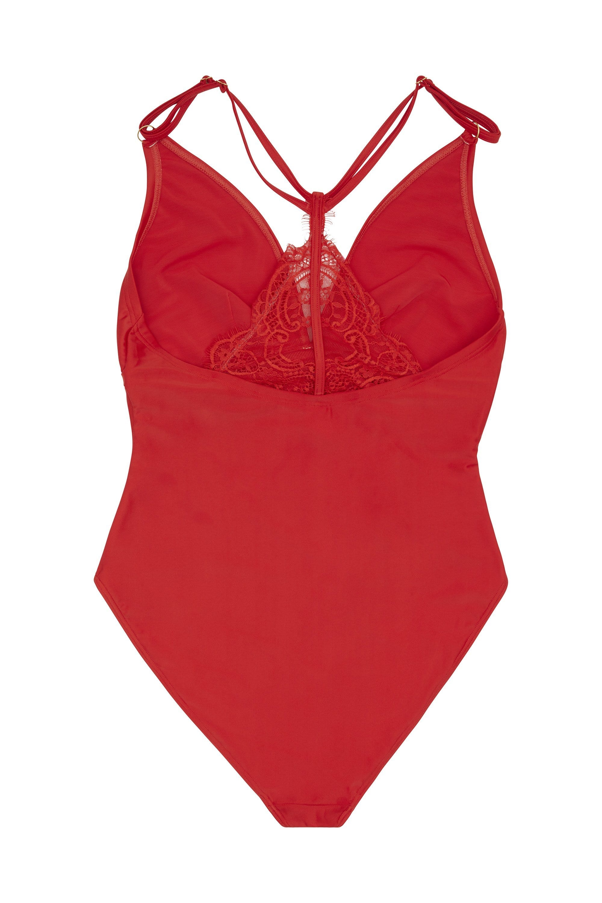 Hunter McGrady Plus Size/Curve Red Lace Detail Swimsuit - Image 4