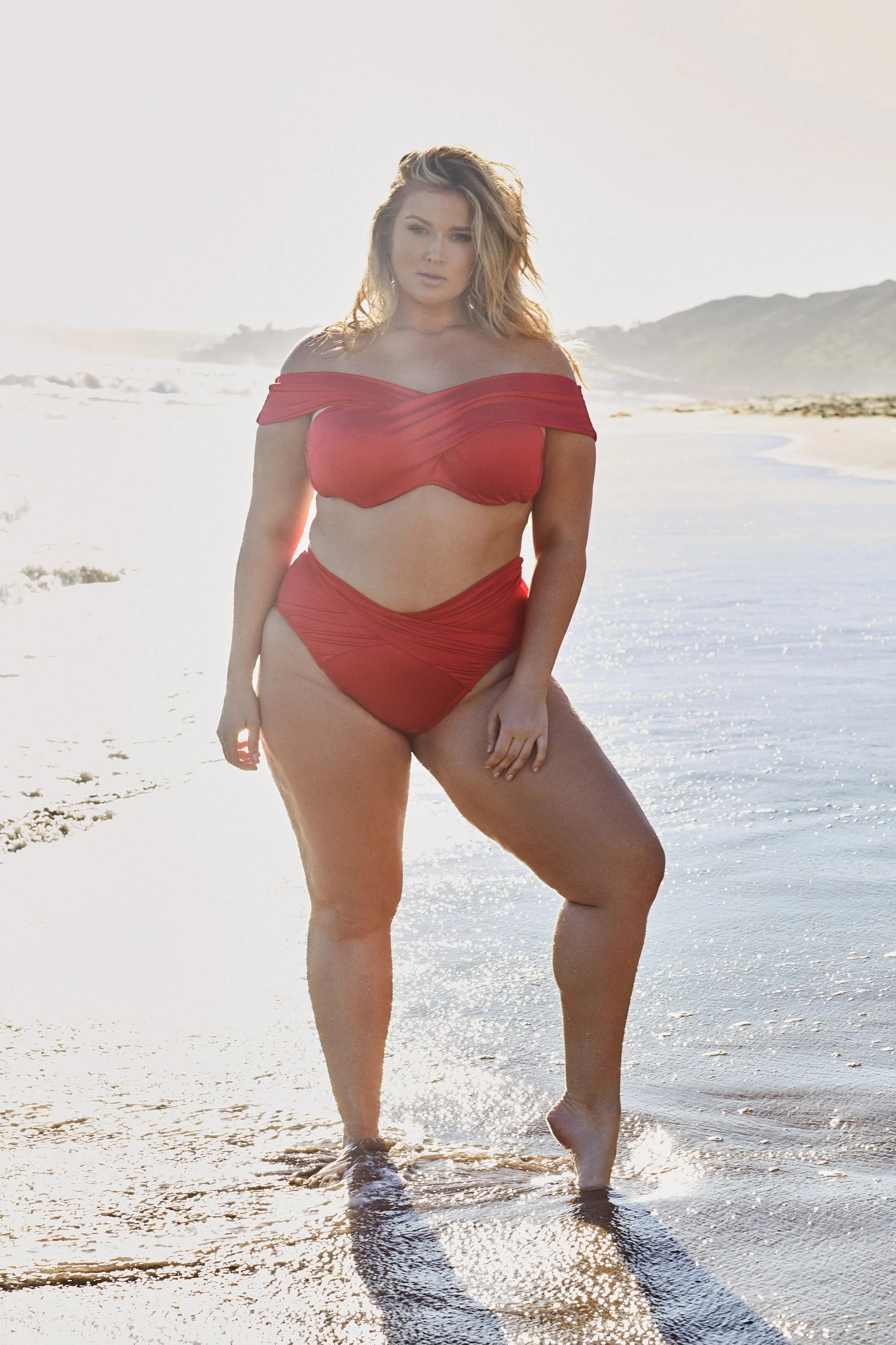 Hunter McGrady Plus Size/Curve Red Wrap Bikini Bottom - Image 3