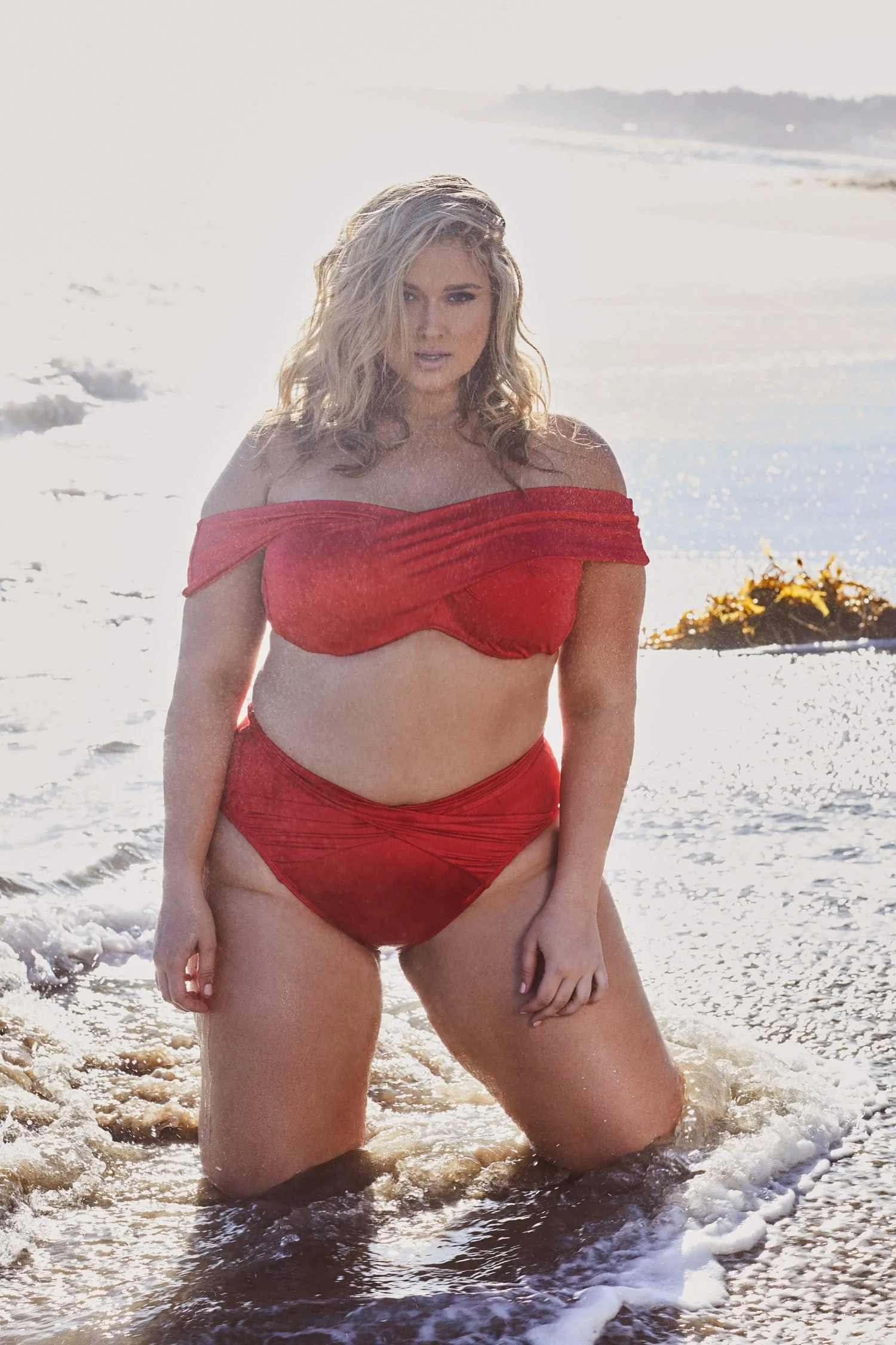 Hunter McGrady Plus Size/Curve Red Wrap Bikini Top - Image 3