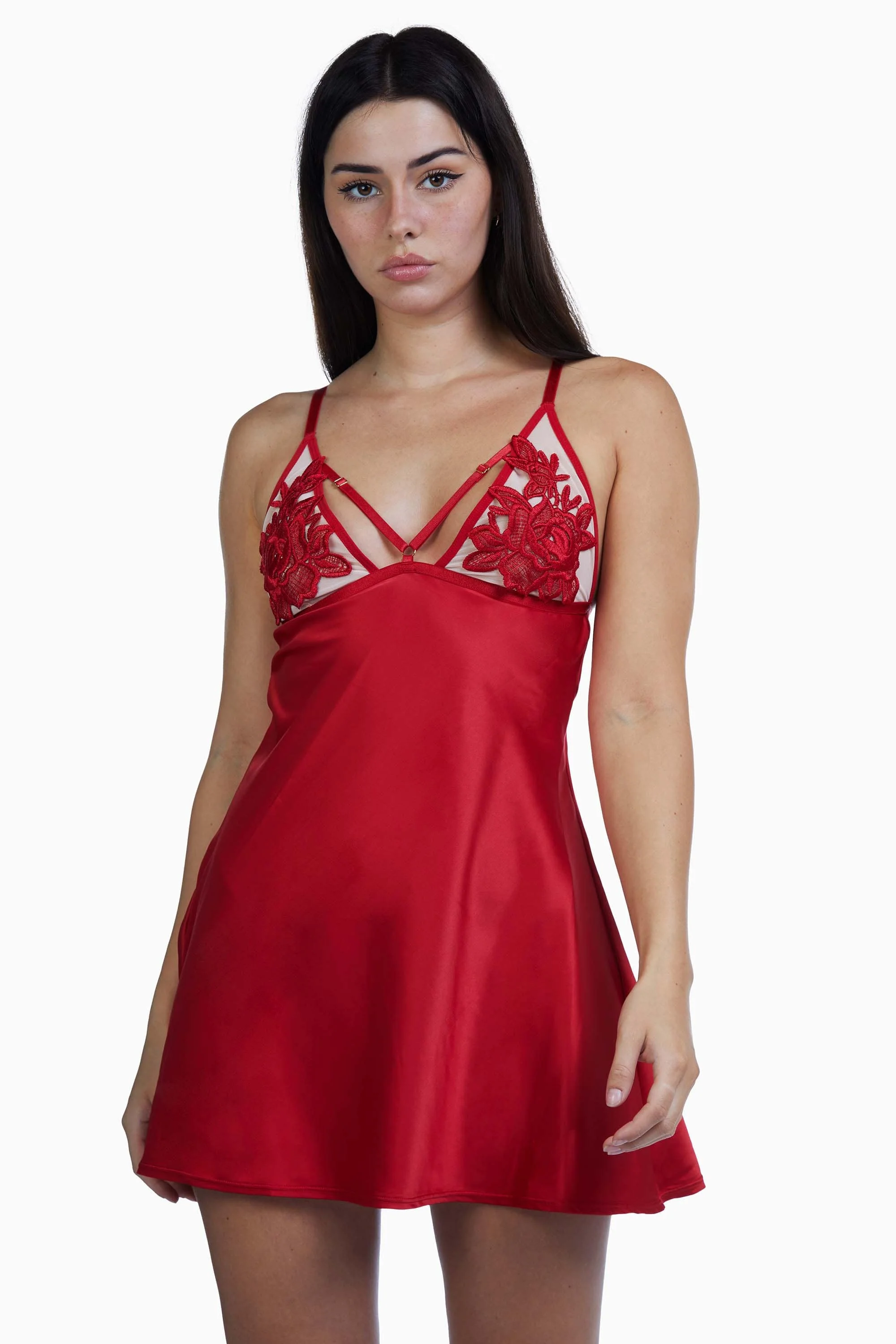 Brooke Red Applique Chemise - Image 2