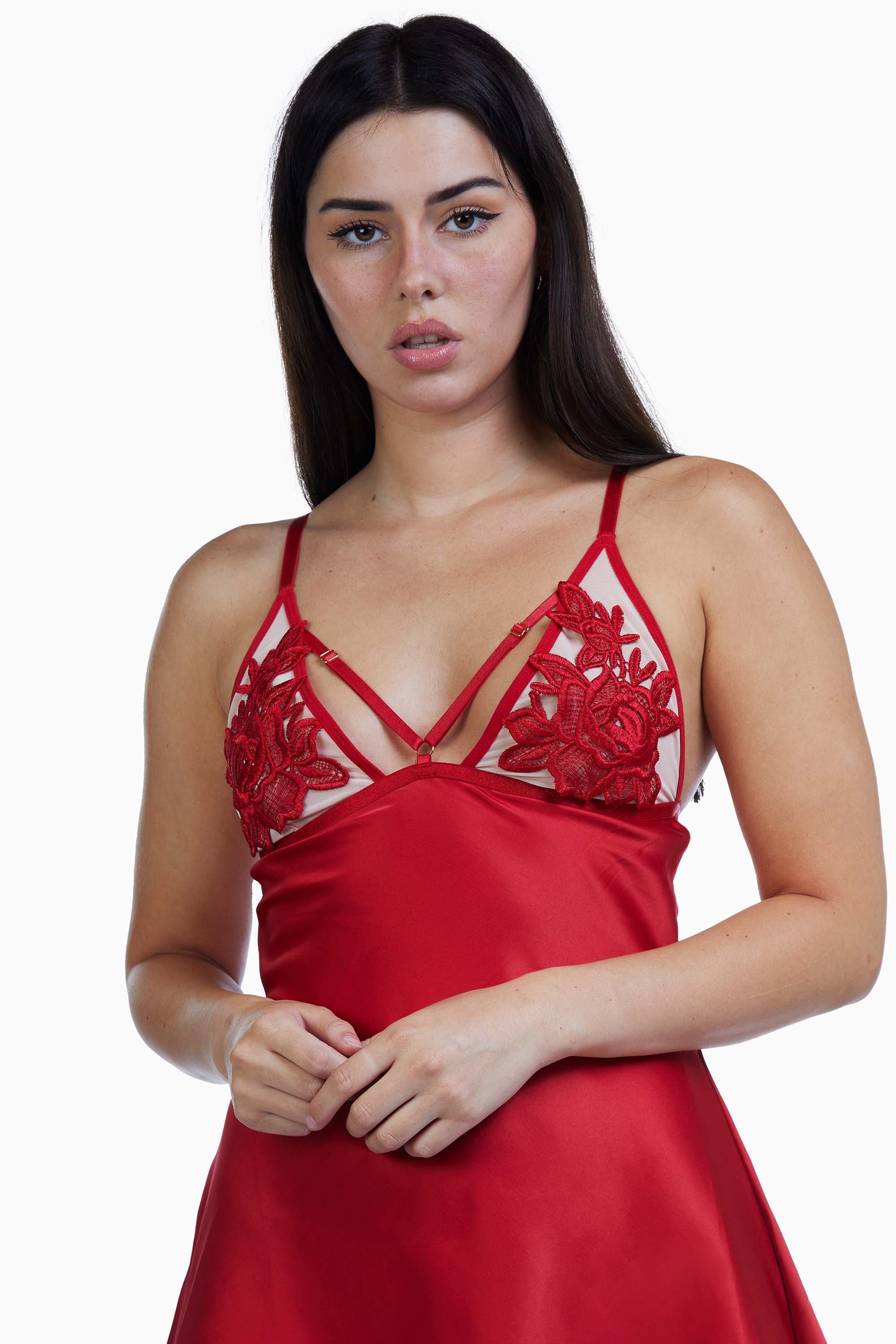 Brooke Red Applique Chemise - Image 6