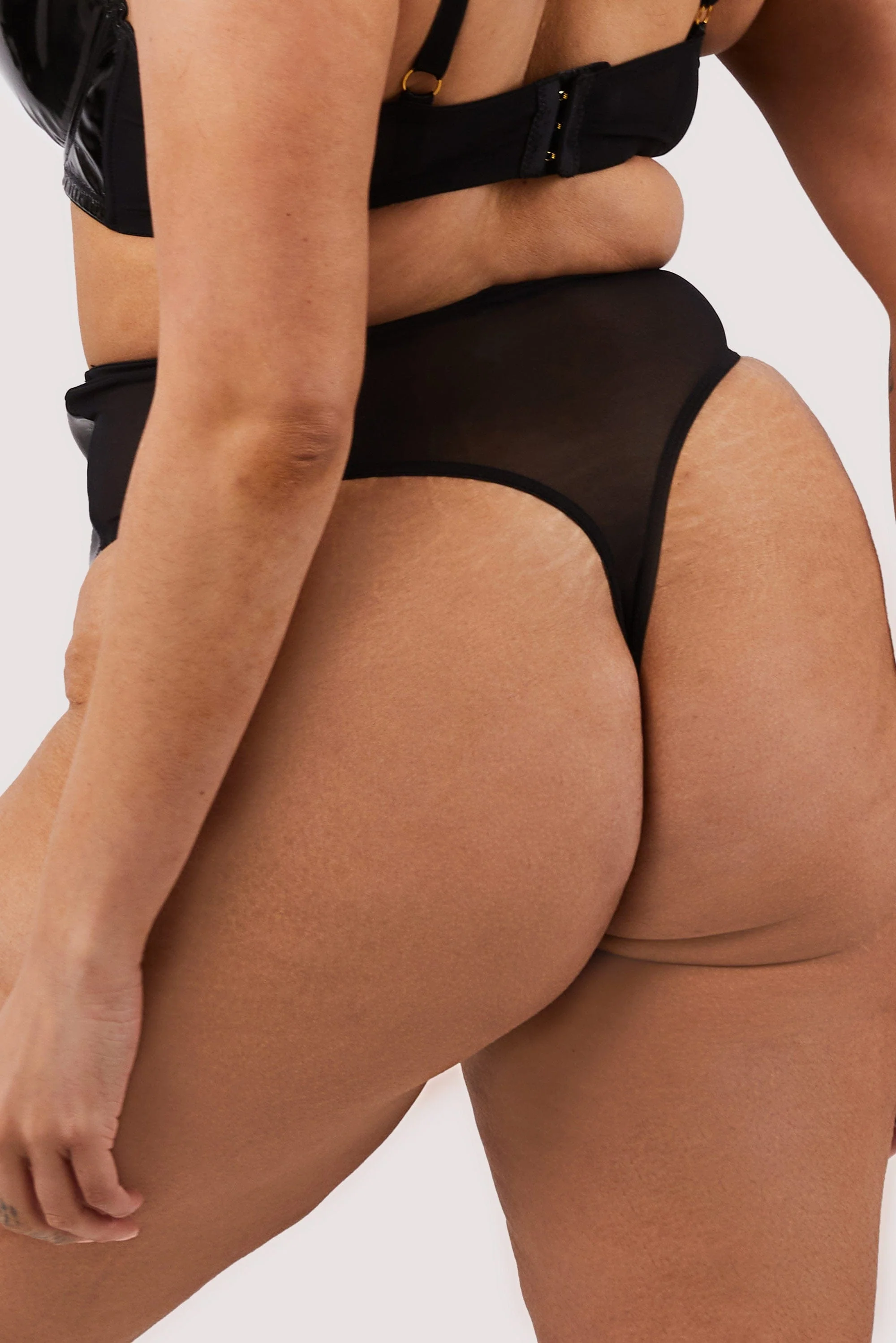 Maxine Black PVC High Waist Curve Brief - Image 2