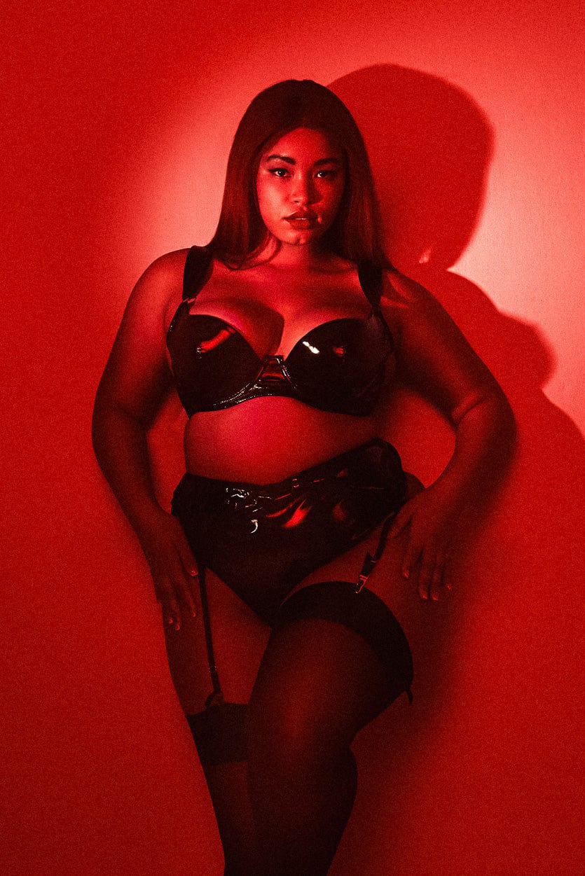 Maxine Black PVC High Waist Curve Brief - Image 5