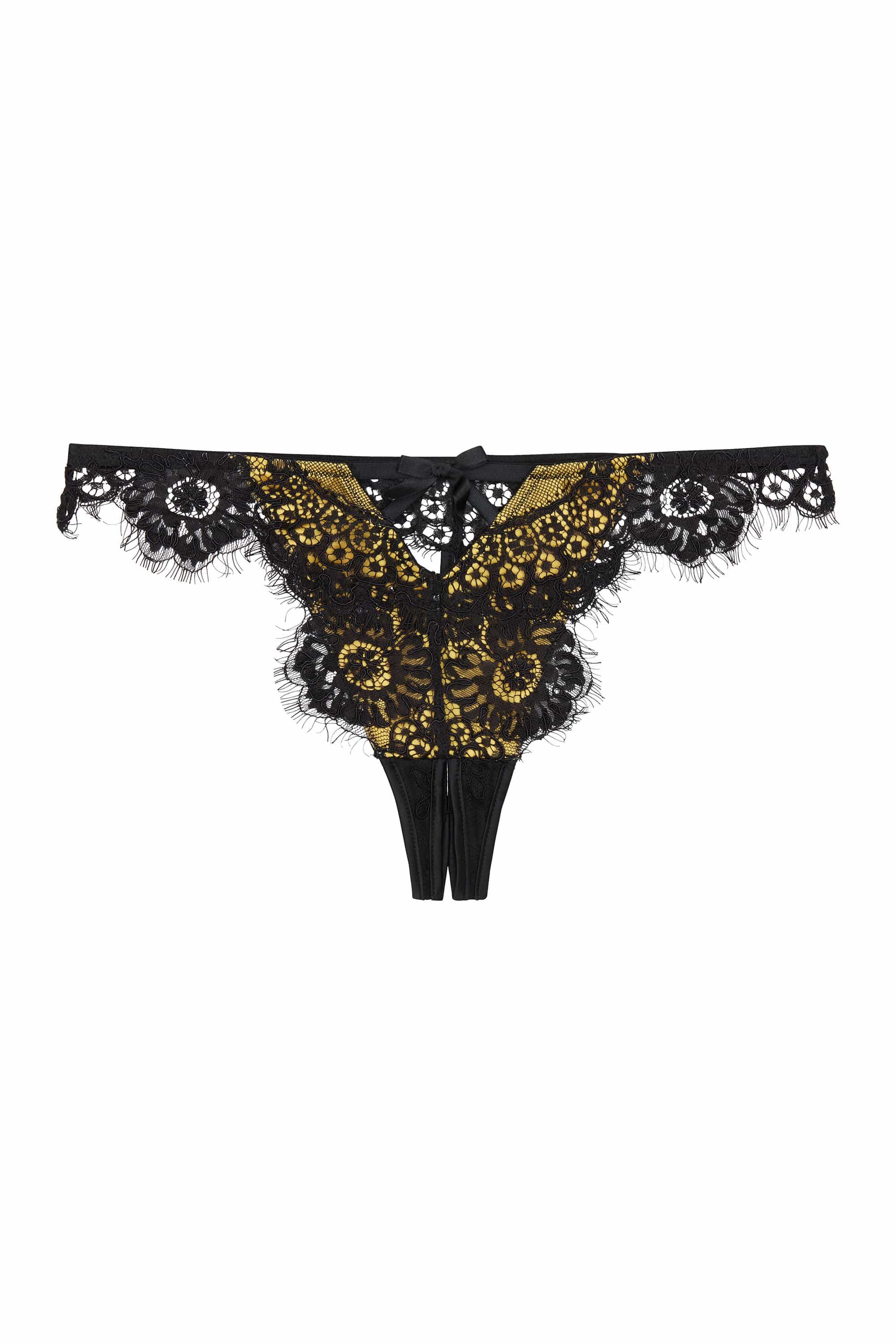 Jaquelina Mustard Contrast Crotchless Thong Curve - Image 5