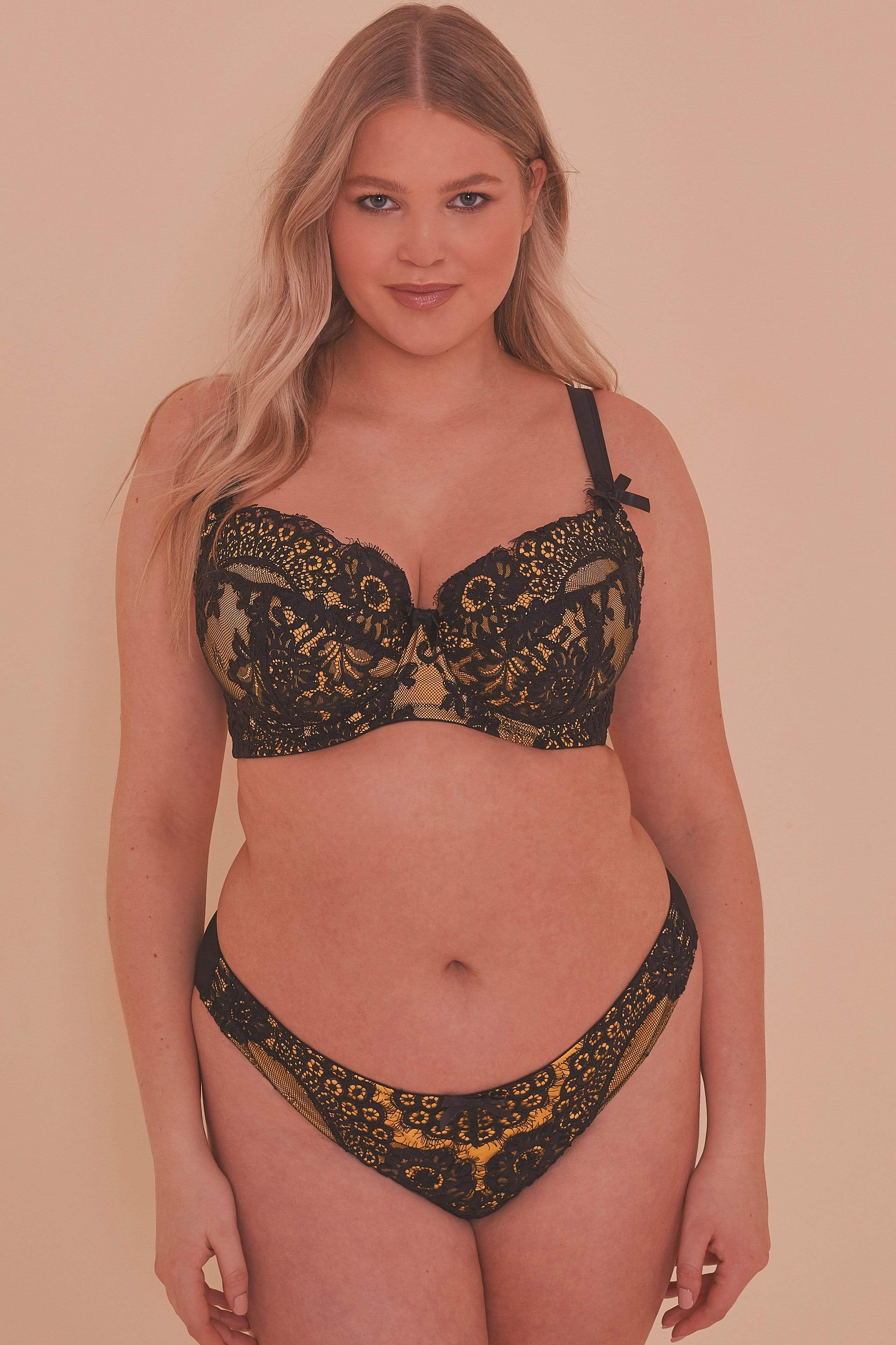 Jaquelina Mustard Contrast Plunge Bra - Image 13