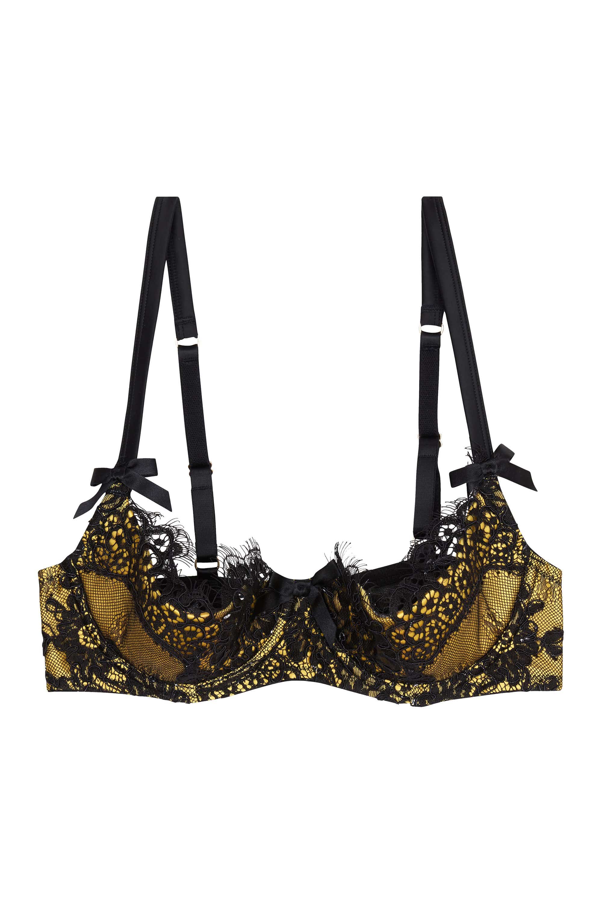 Jaquelina Mustard Contrast Quarter Cup Bra - Image 16
