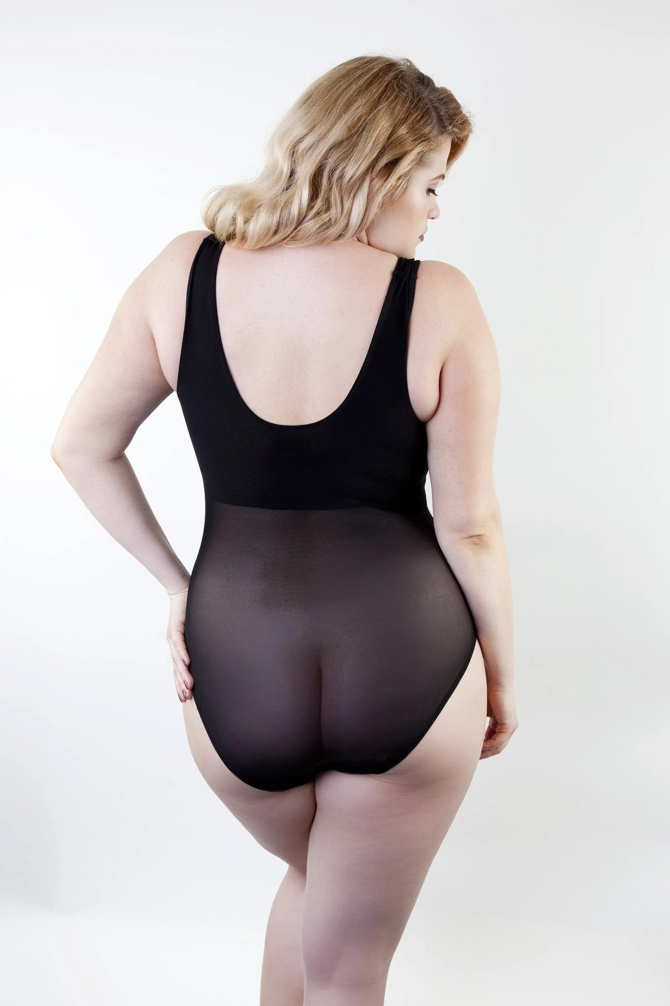 Jessica Curve Black and Gold Beaded Sleeveless Body - Image 3