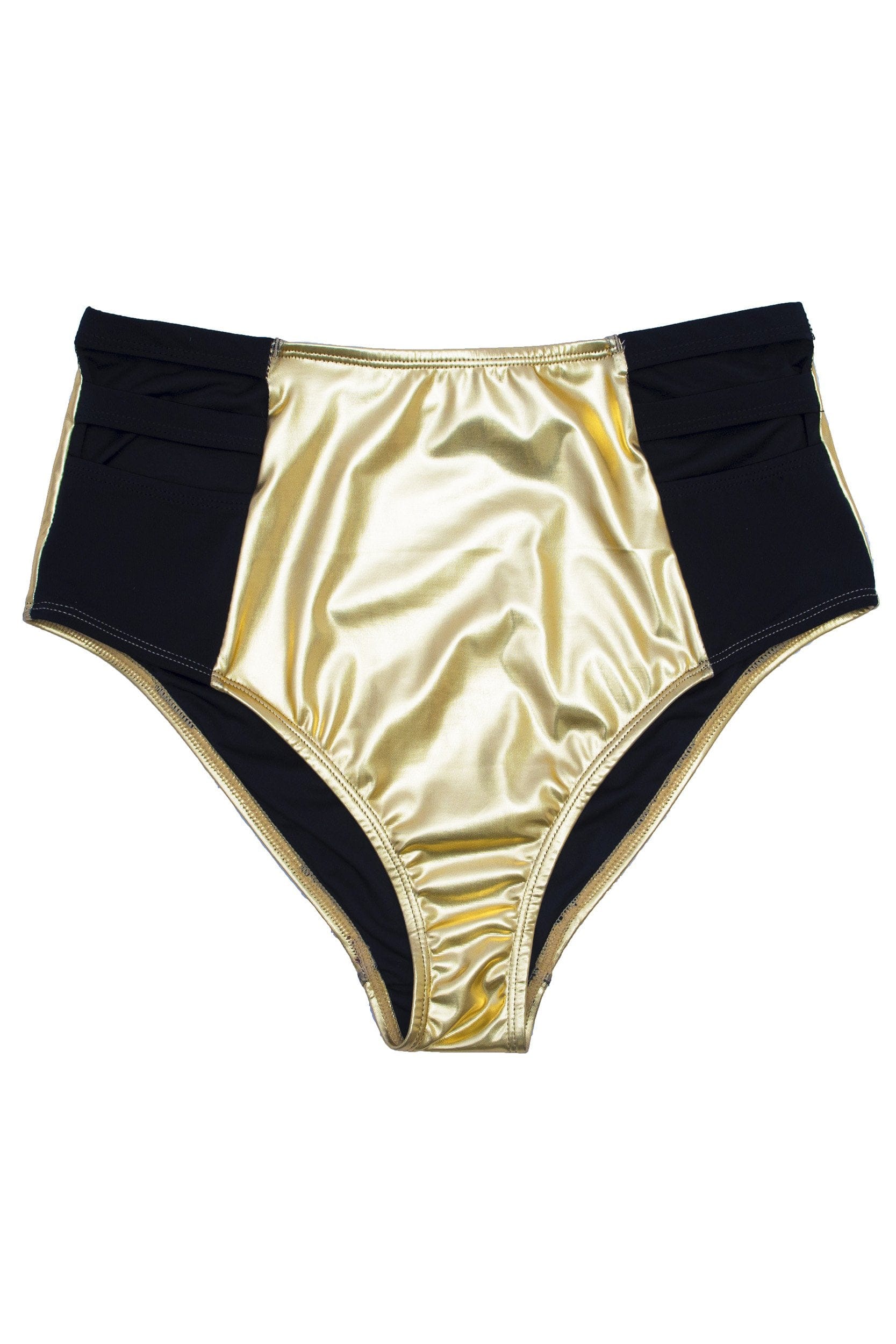 Wolf & Whistle Jett Gold metallic cut out high waist brief - Image 5