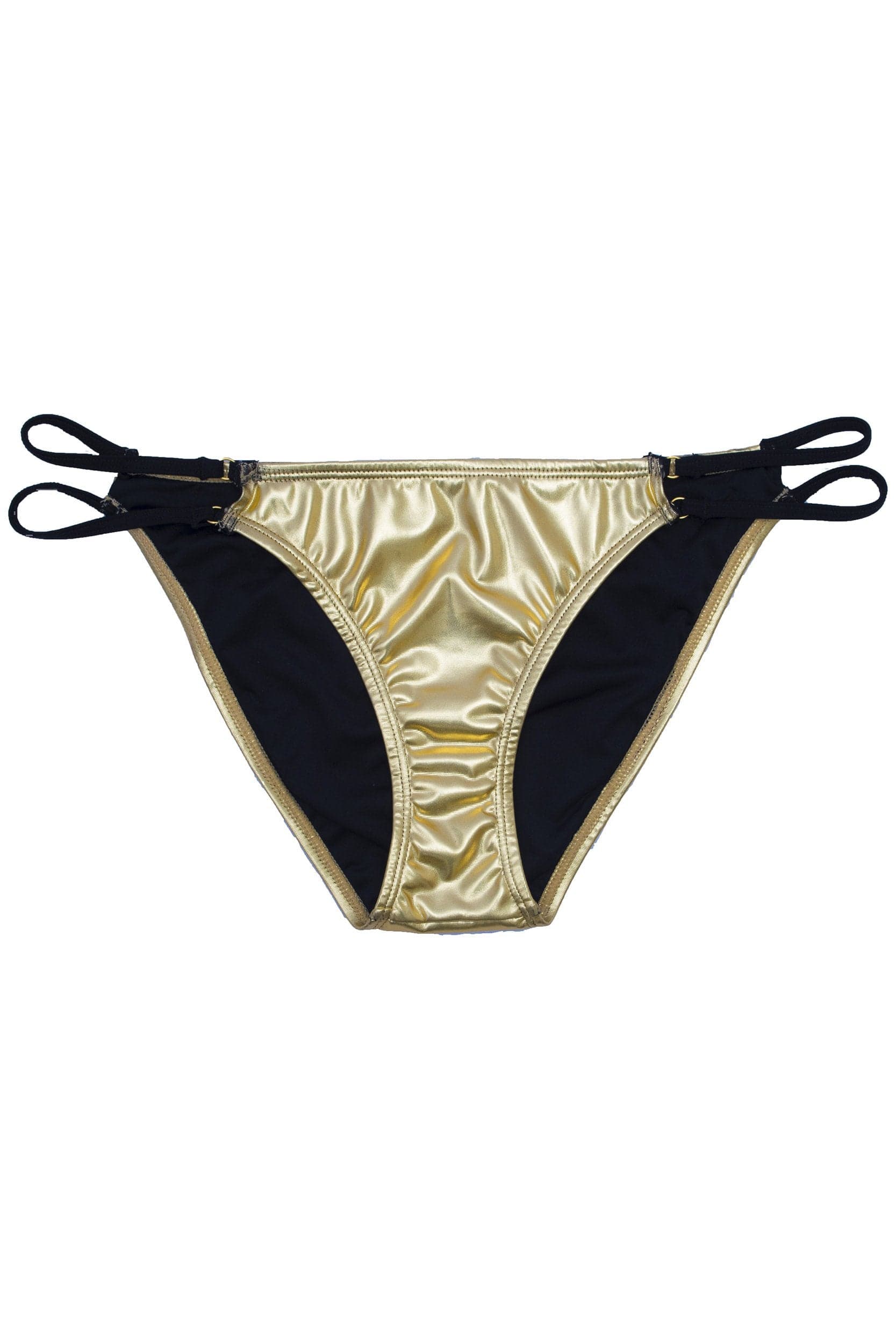 Wolf & Whistle Jett Gold metallic strappy brief - Image 4