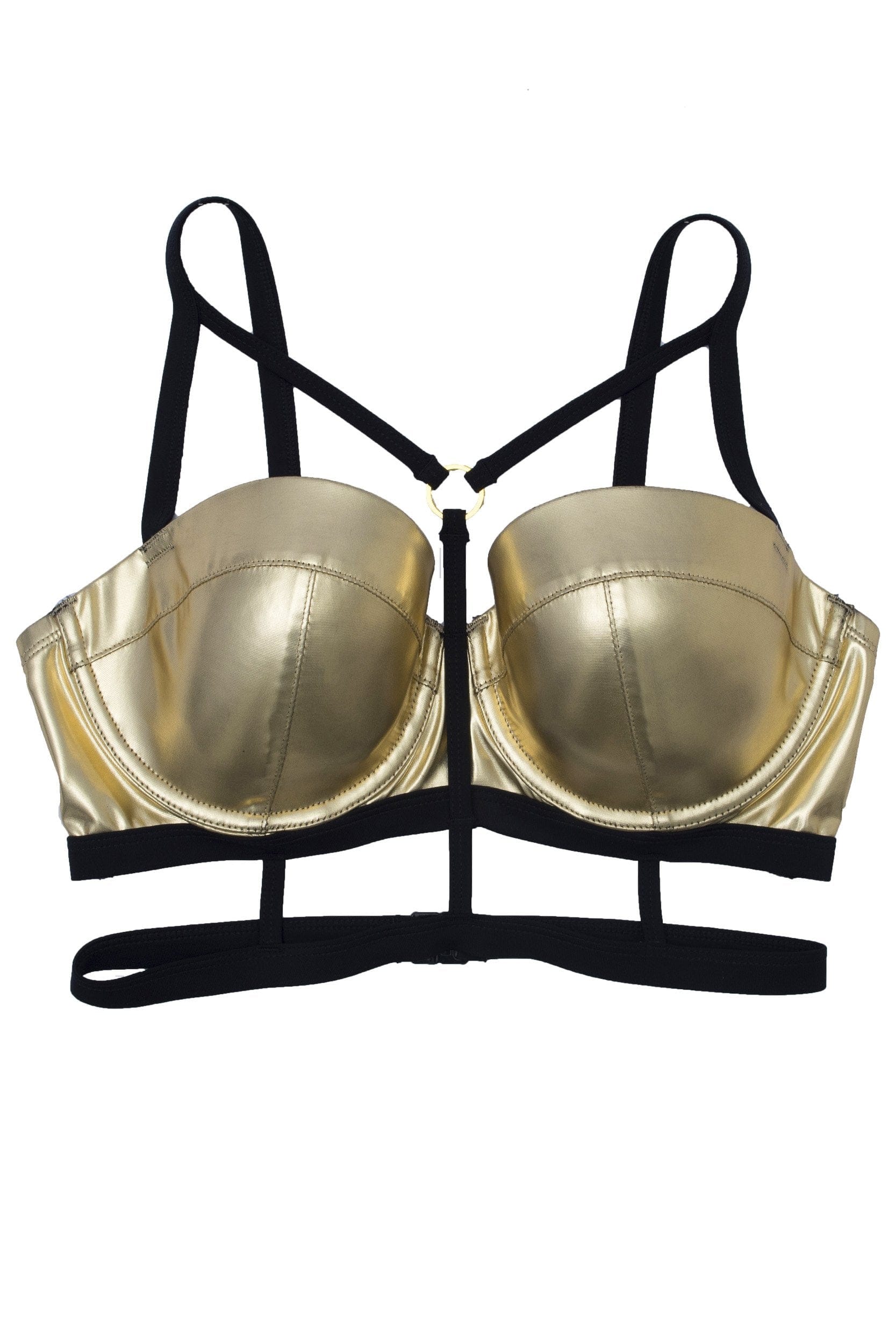 Wolf & Whistle Jett Gold Metallic Underwired Bikini Top - Image 5
