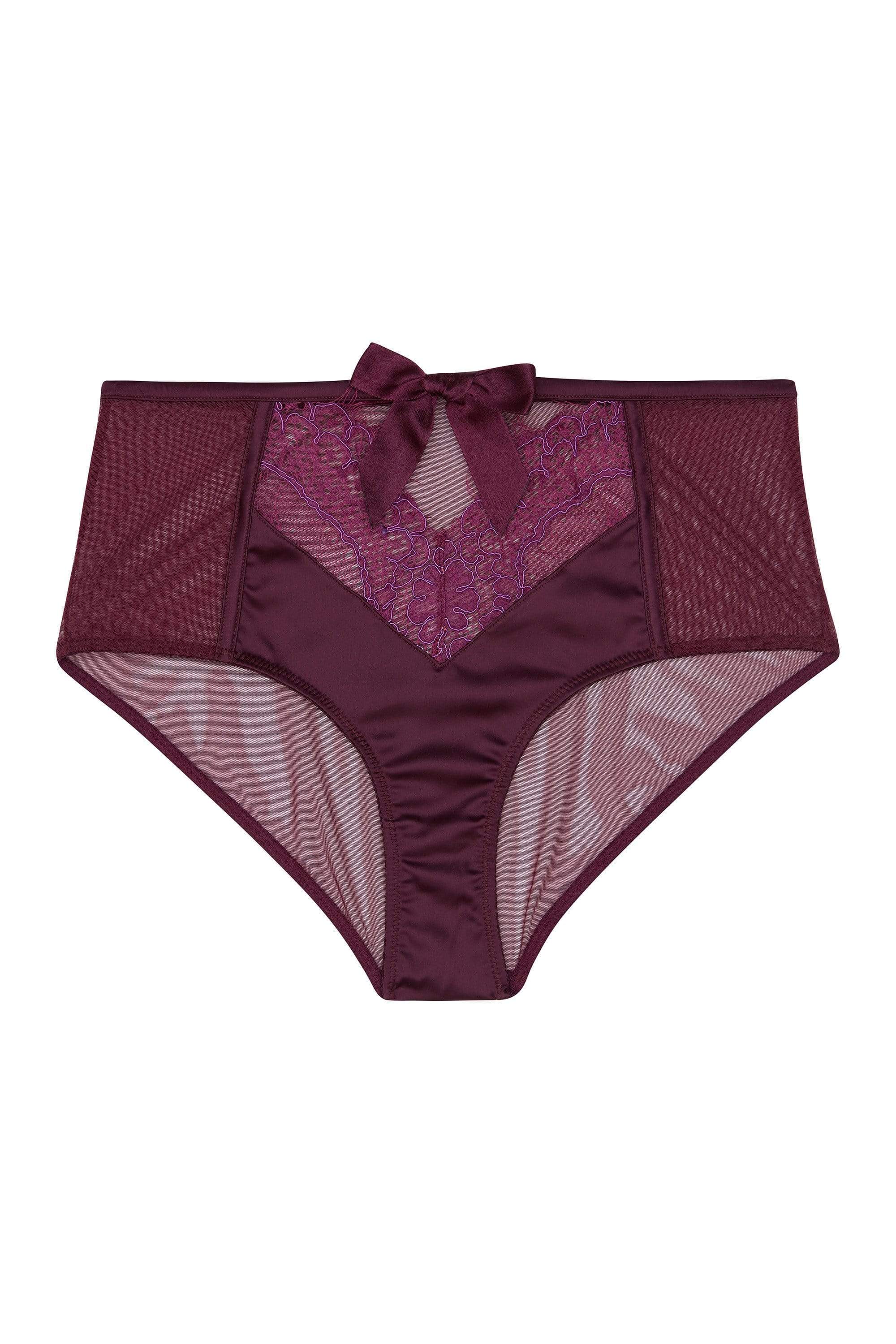 Josephine Aubergine Corded Lace High Waist Knicker - Image 3