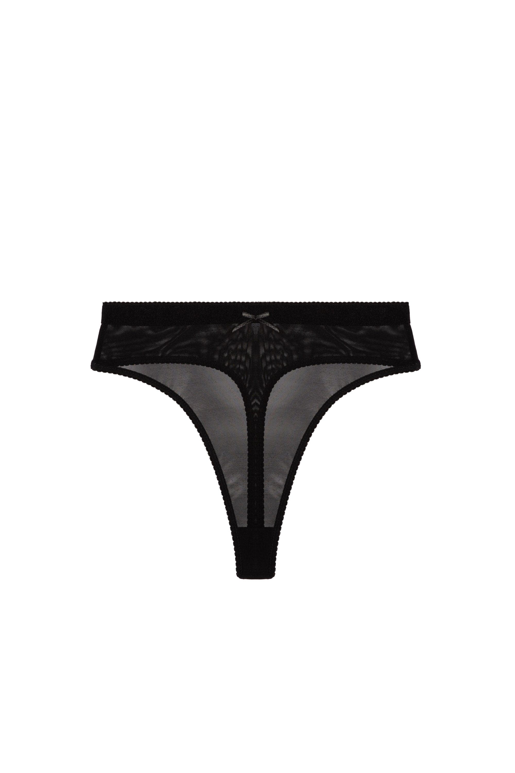 Josie Black Mesh High Waist Thong - Image 4