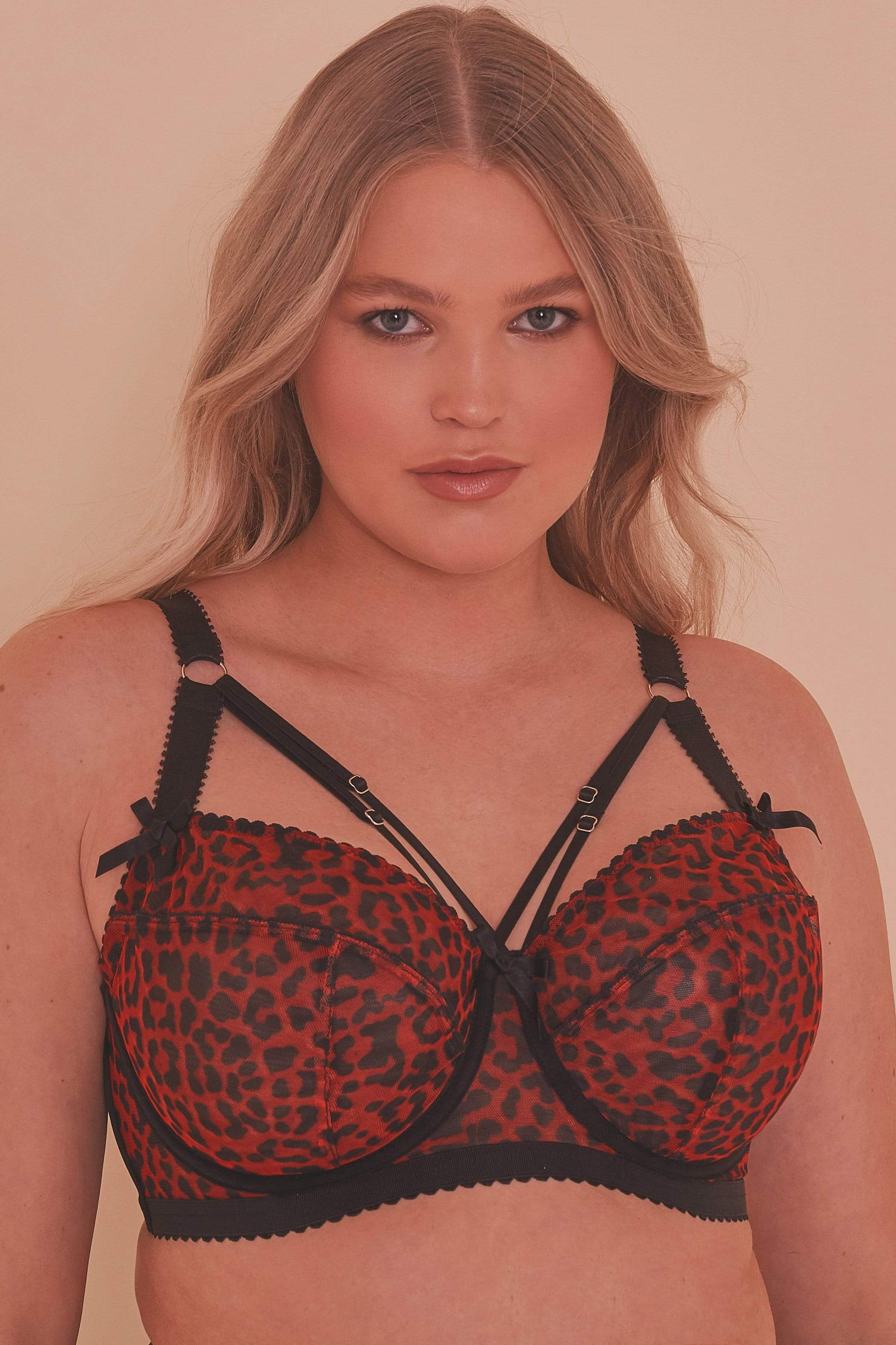 Josie Leopard Mesh Picot Non Padded Bra - Image 13