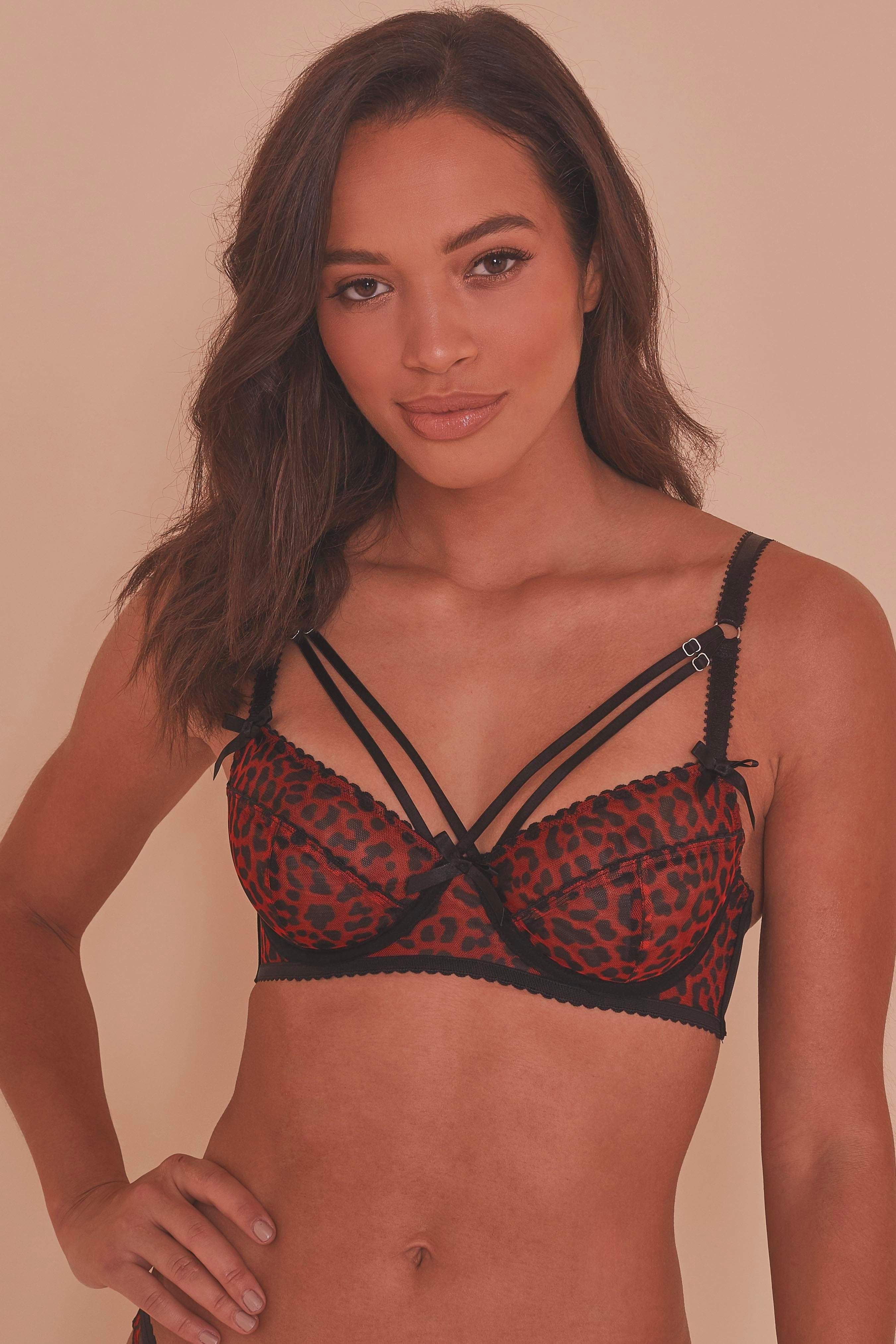 Josie Leopard Mesh Picot Non Padded Bra - Image 5