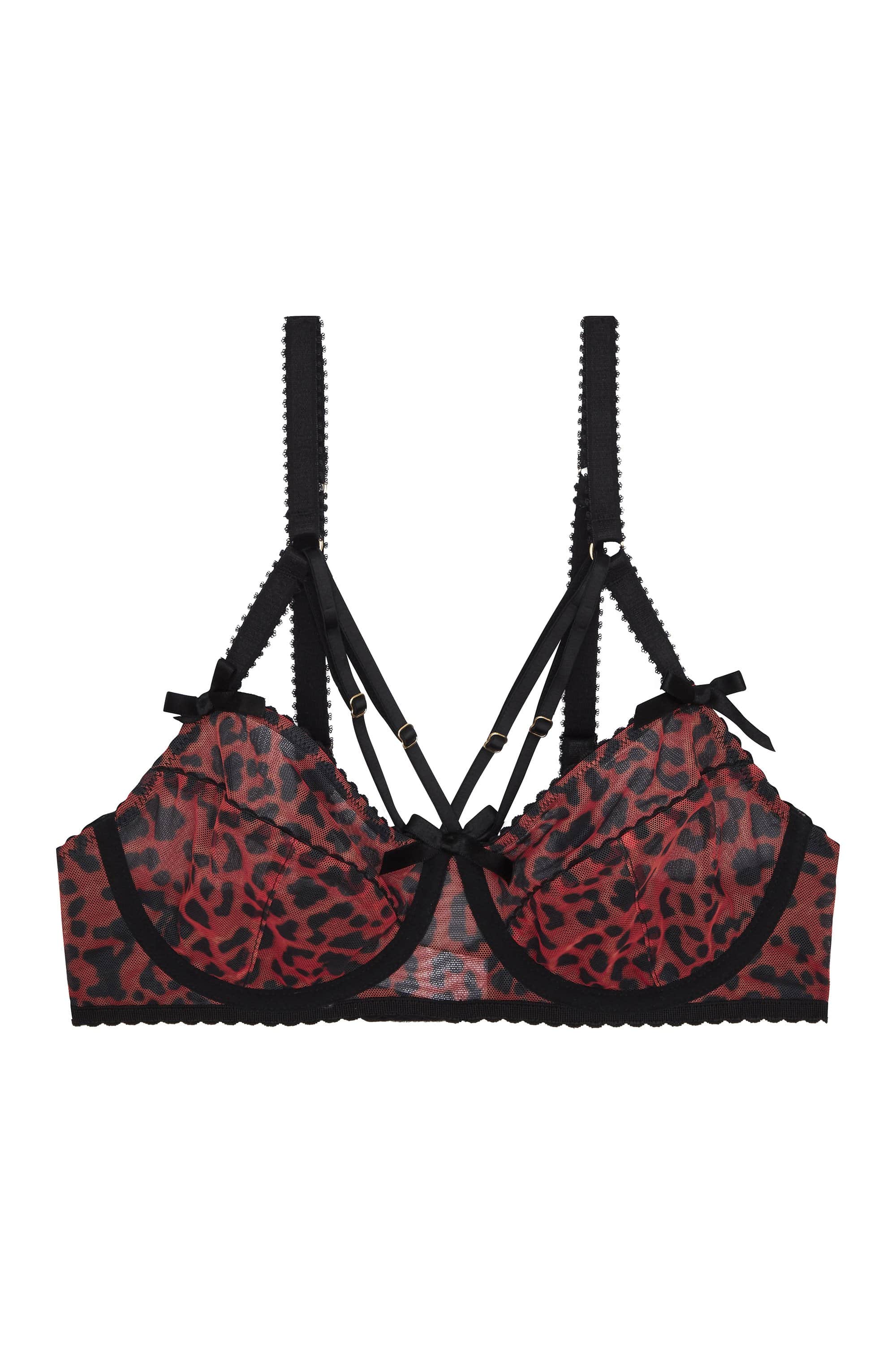 Josie Leopard Mesh Picot Non Padded Bra - Image 7
