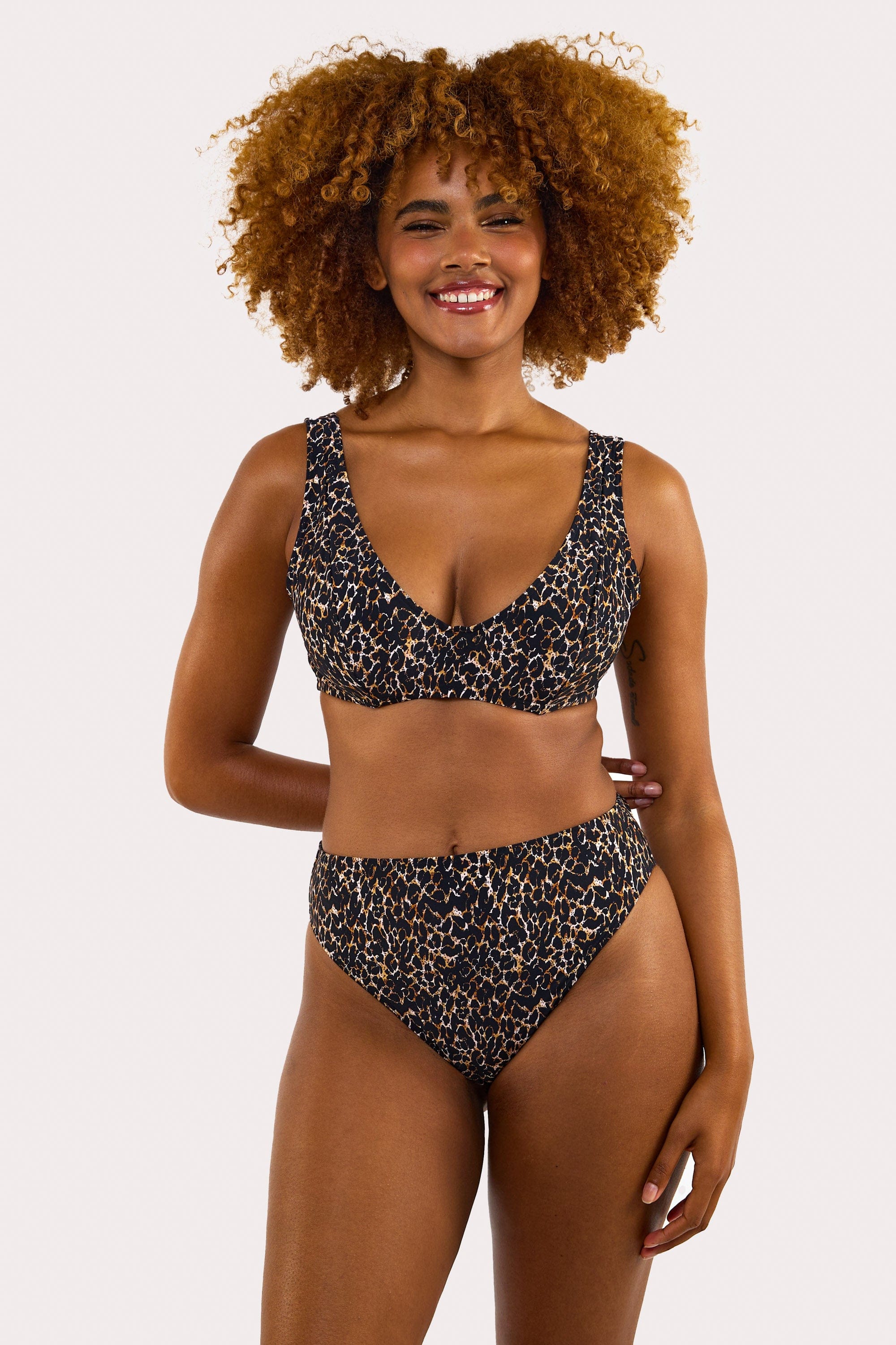 Juliet Leopard Print Mix & Match High-Waist High-Leg Bikini Bottoms - Image 4