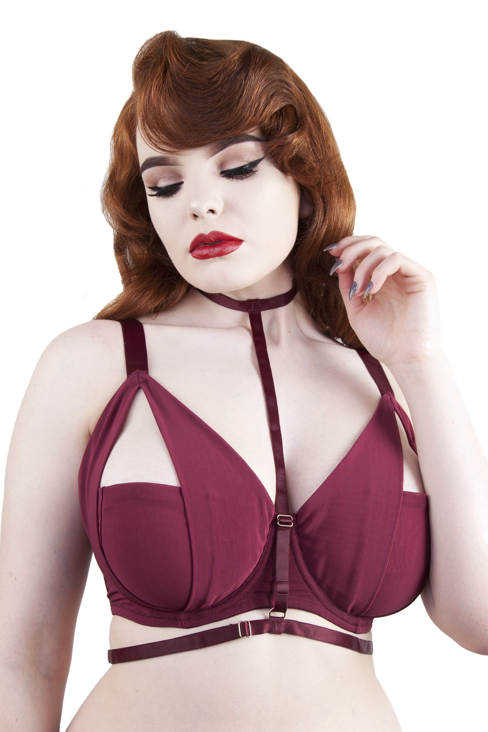 Juliet Wine Harness Bra DD/E-I - Image 2