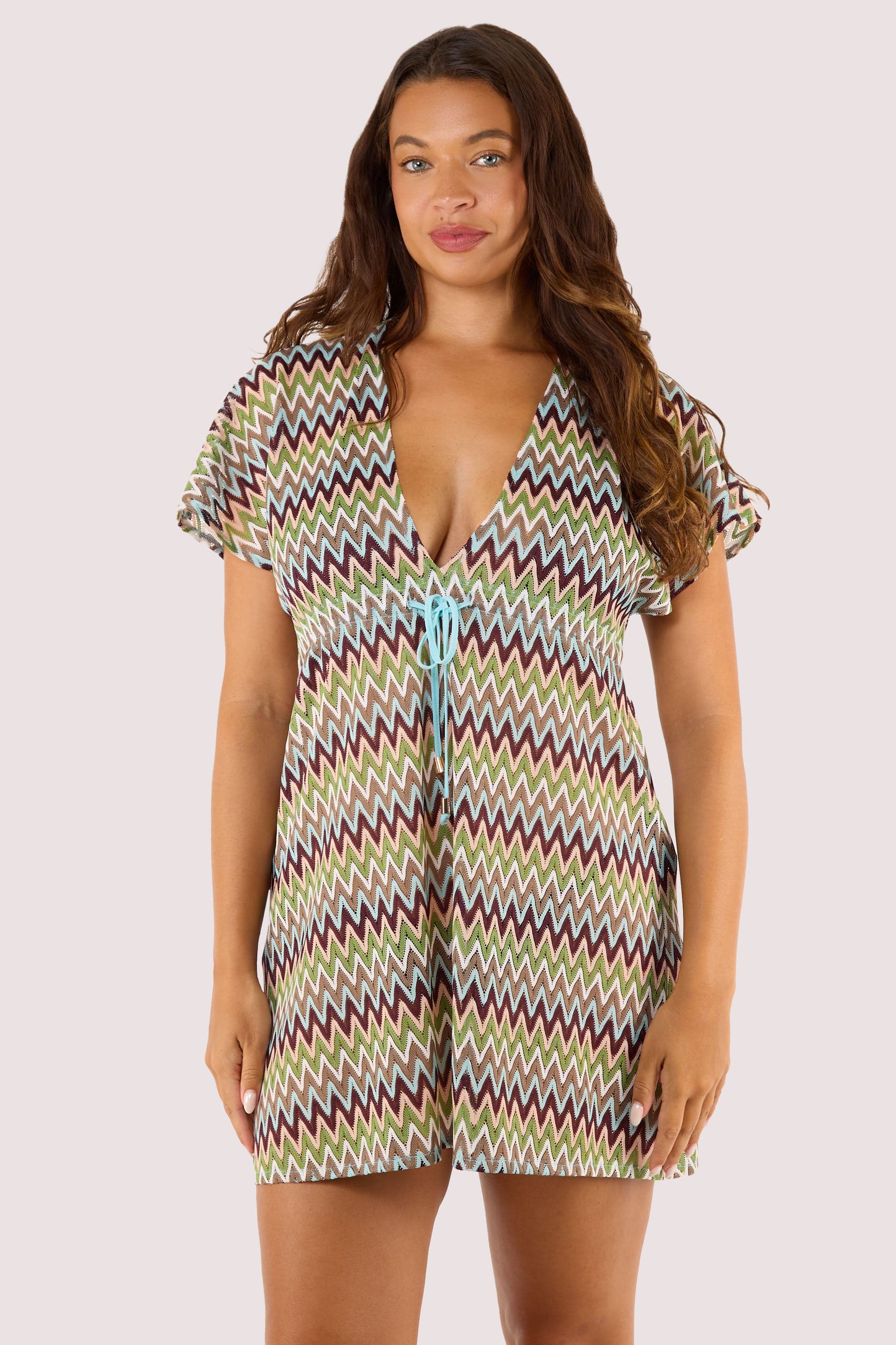 Kalahari Khaki Zig Zag Crochet Beach Kaftan - Image 2