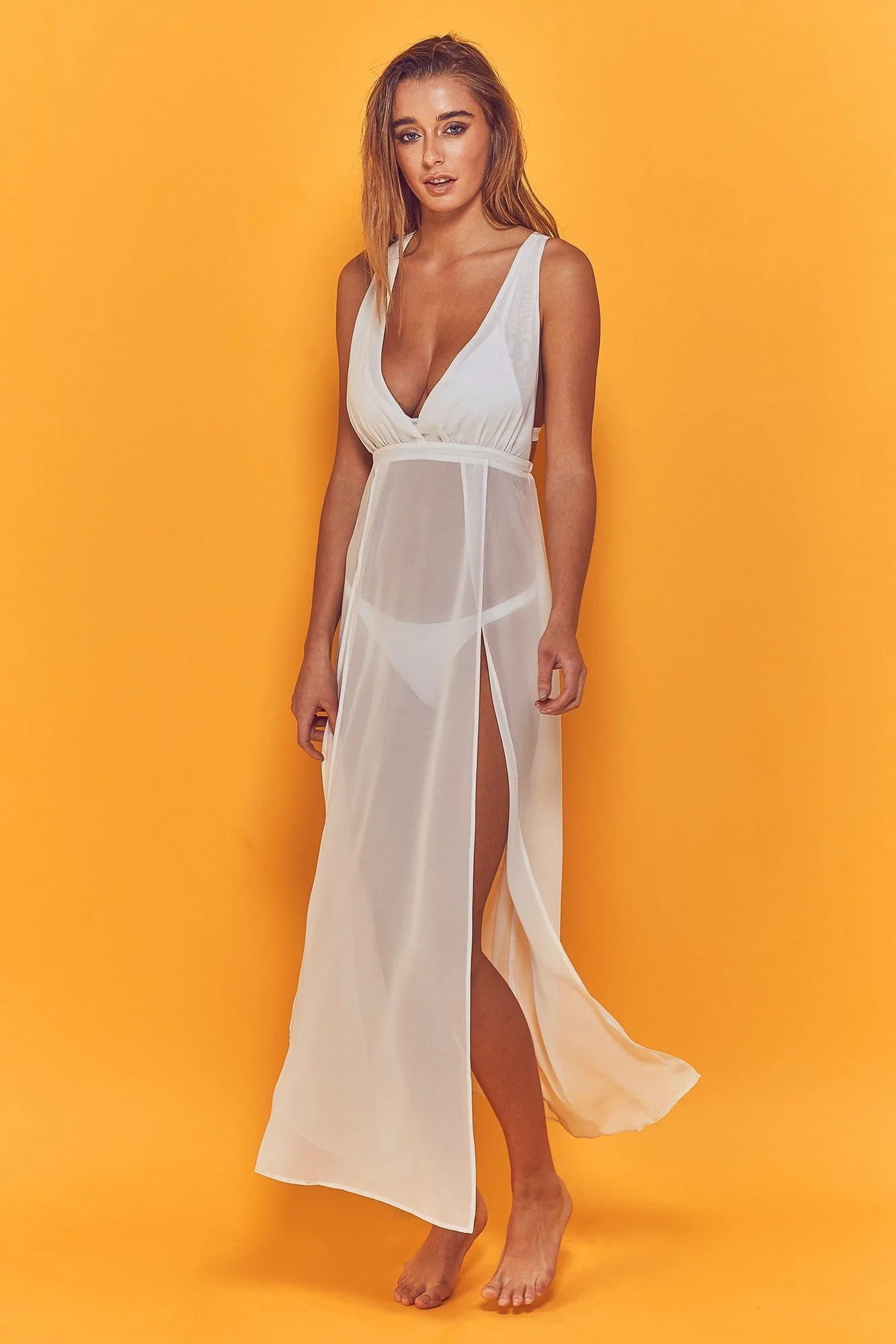 Wolf & Whistle Karissa Cross Back Beach Dress White - Image 2