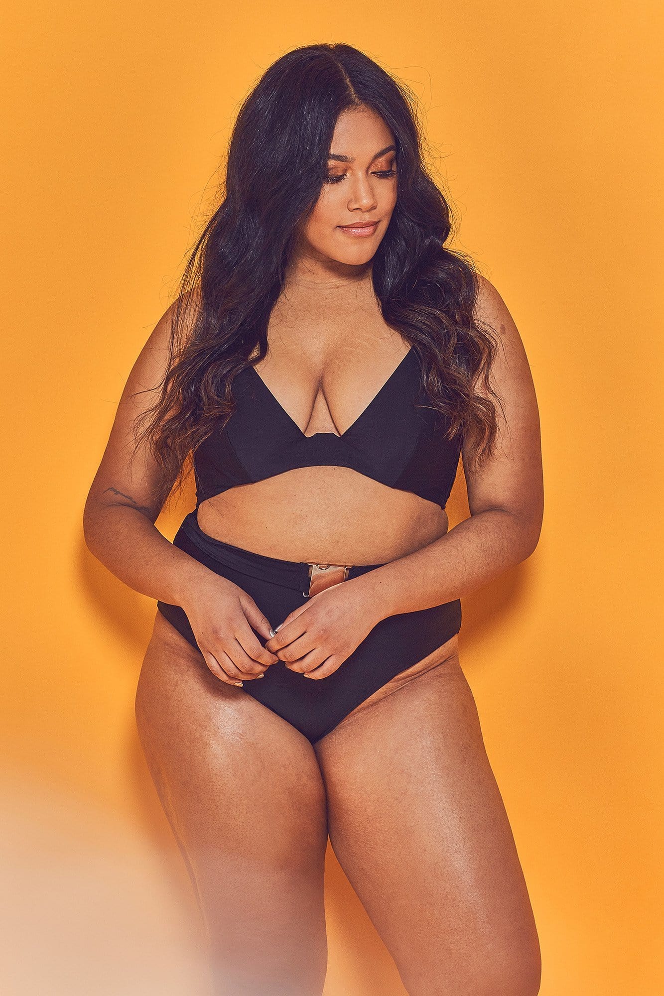 Wolf & Whistle Katya Black Belted High Waist Brief Curve - Image 2