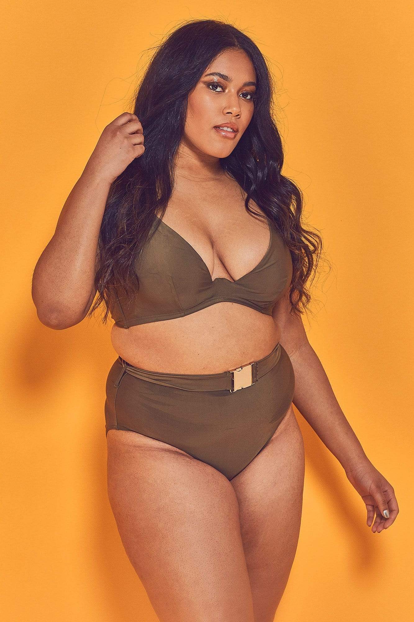 Katya Khaki Belted High Waist Brief Curve - Image 2