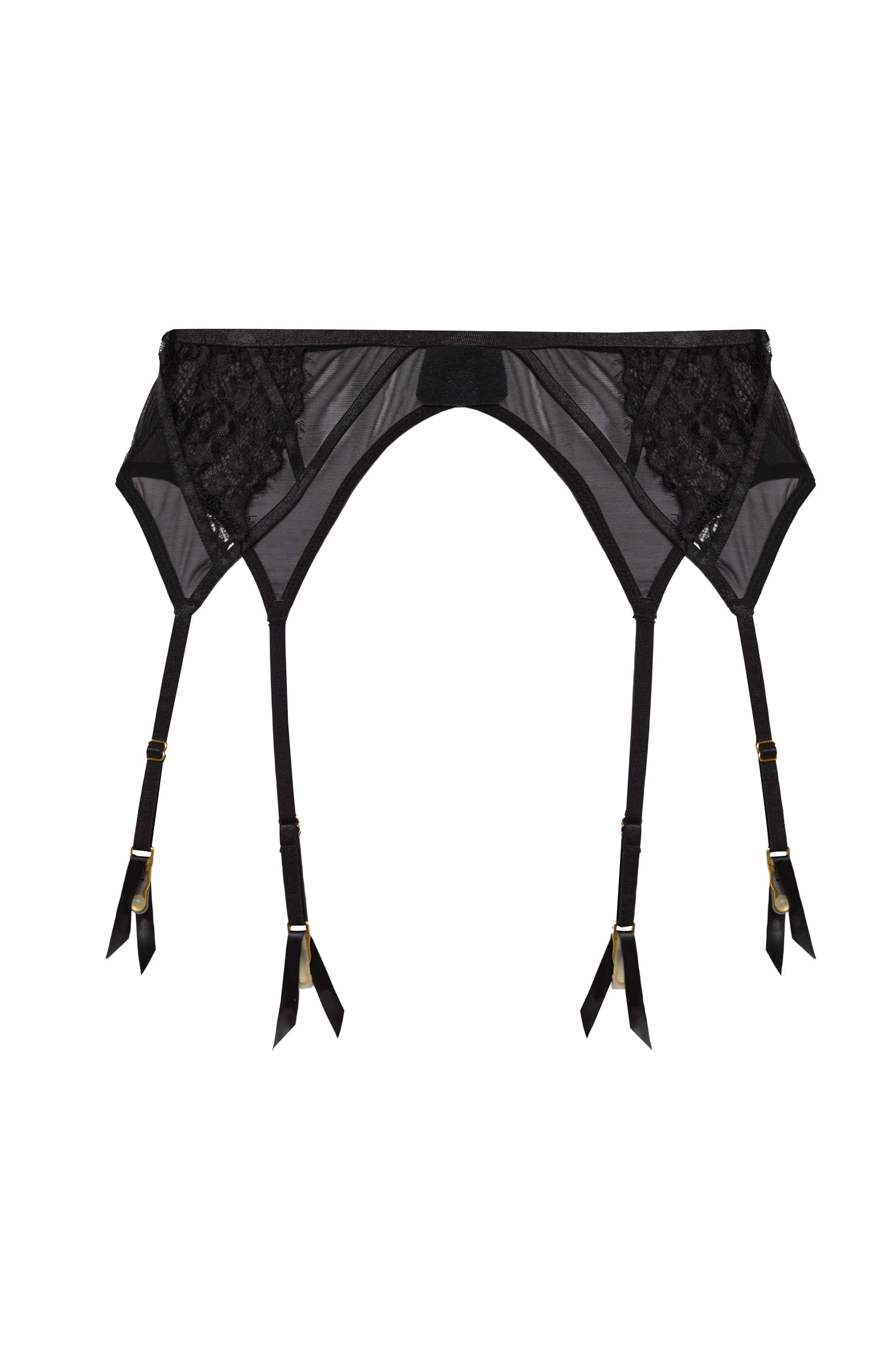 Kennedy Black Cut Out Mesh and Lace Suspender - Image 4