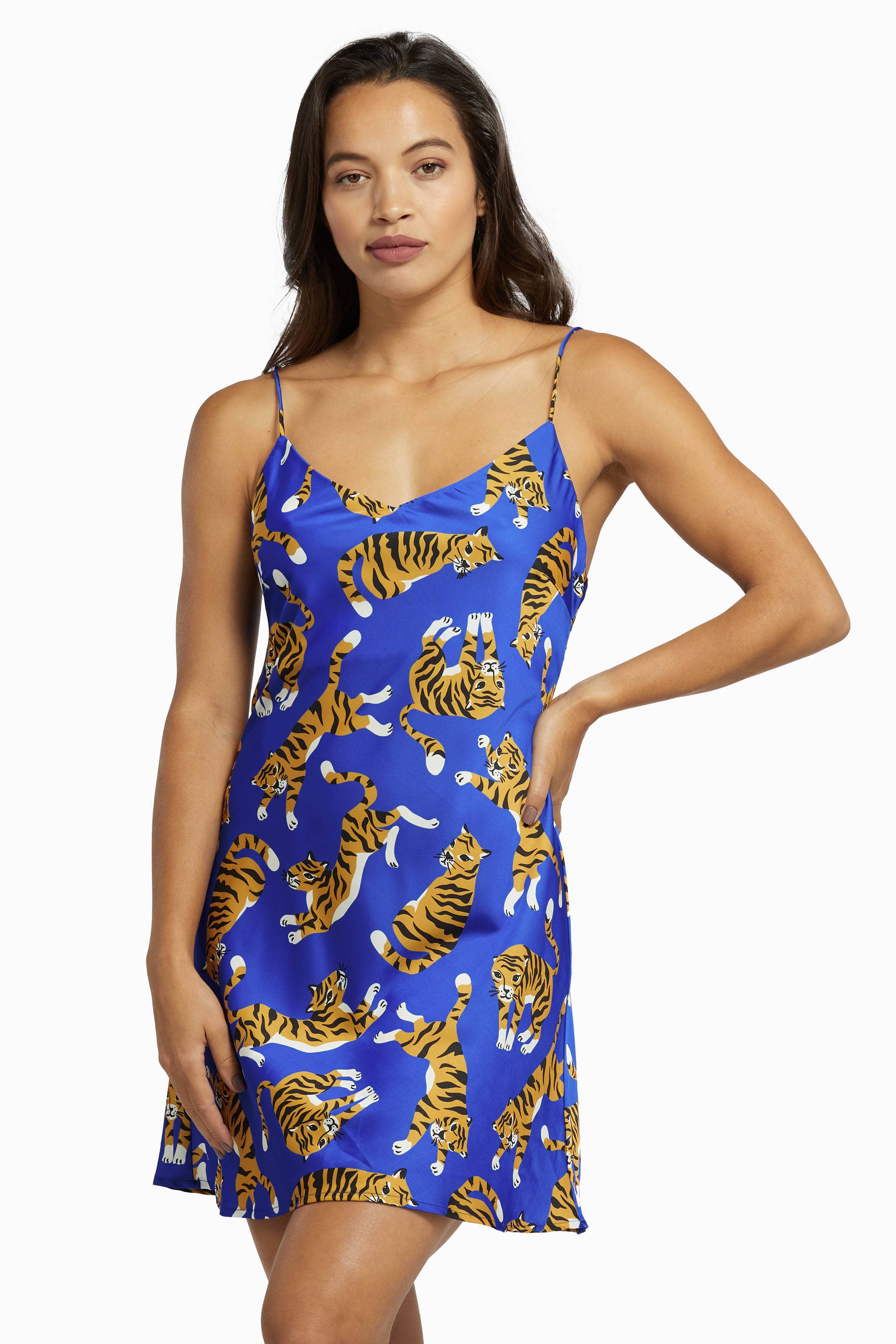 Kilo Brava Blue Tiger Satin Mini Slip Dress - Image 2