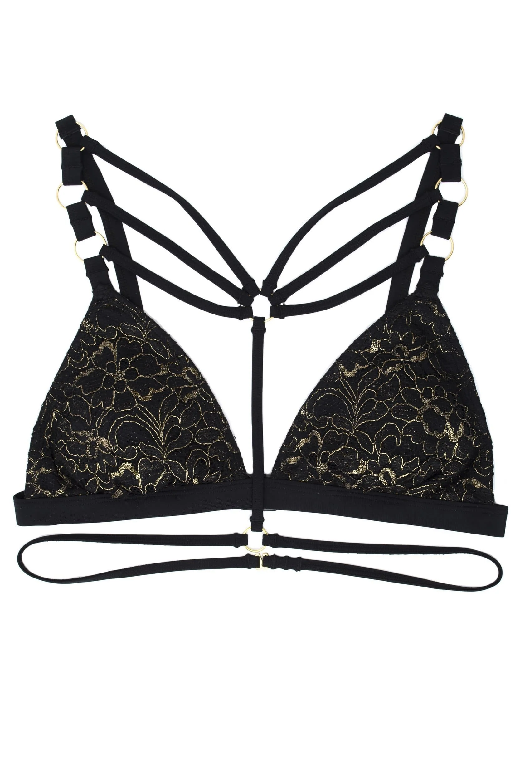 Leah Gold Lace Strappy Triangle bikini top - Image 3