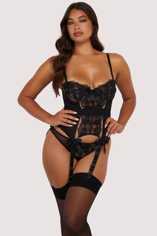 Lillian Black Floral Embroidery Basque - Image 4