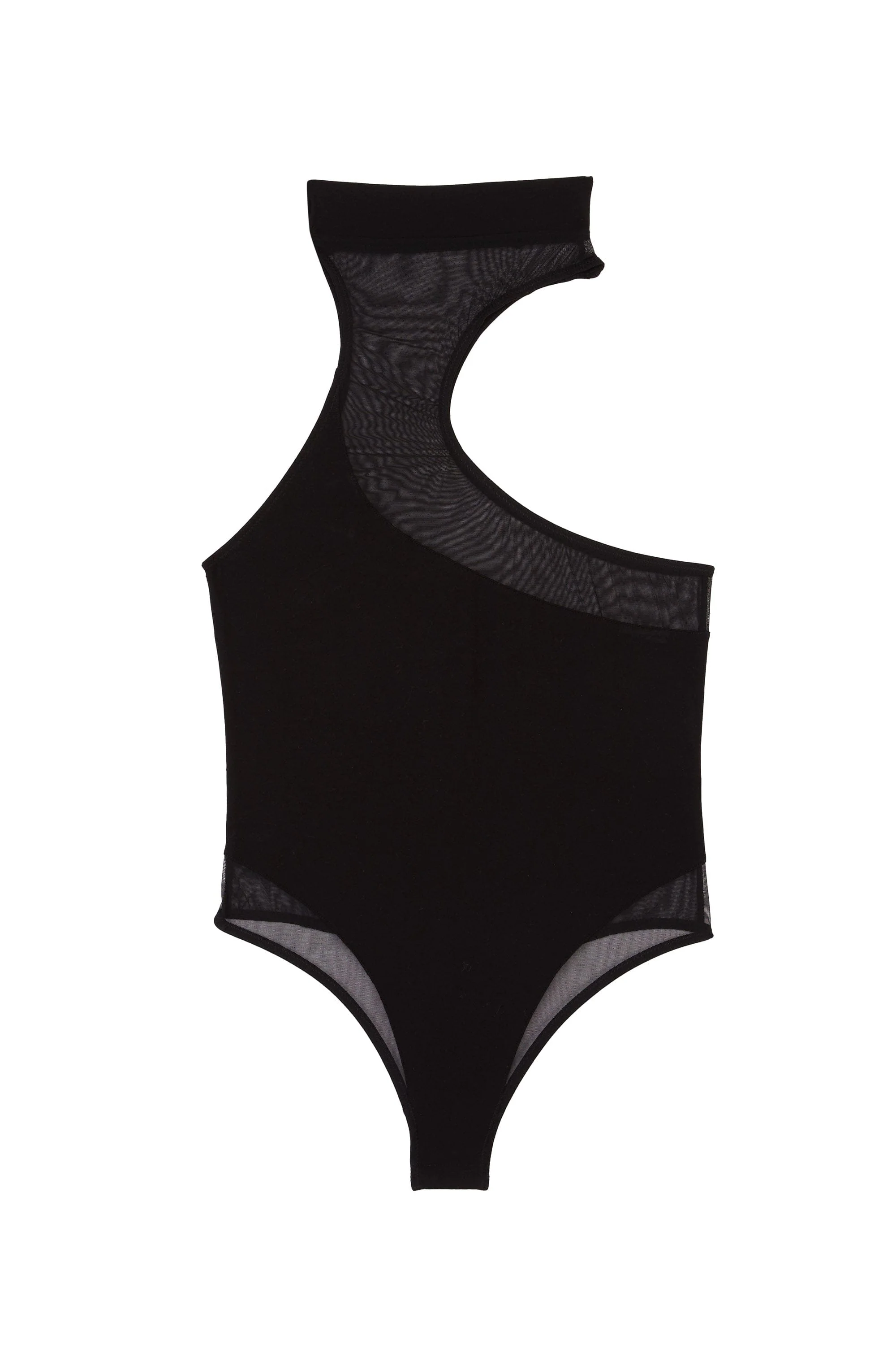 Lola Black Asymmetric Mesh & Jersey Body - Image 4