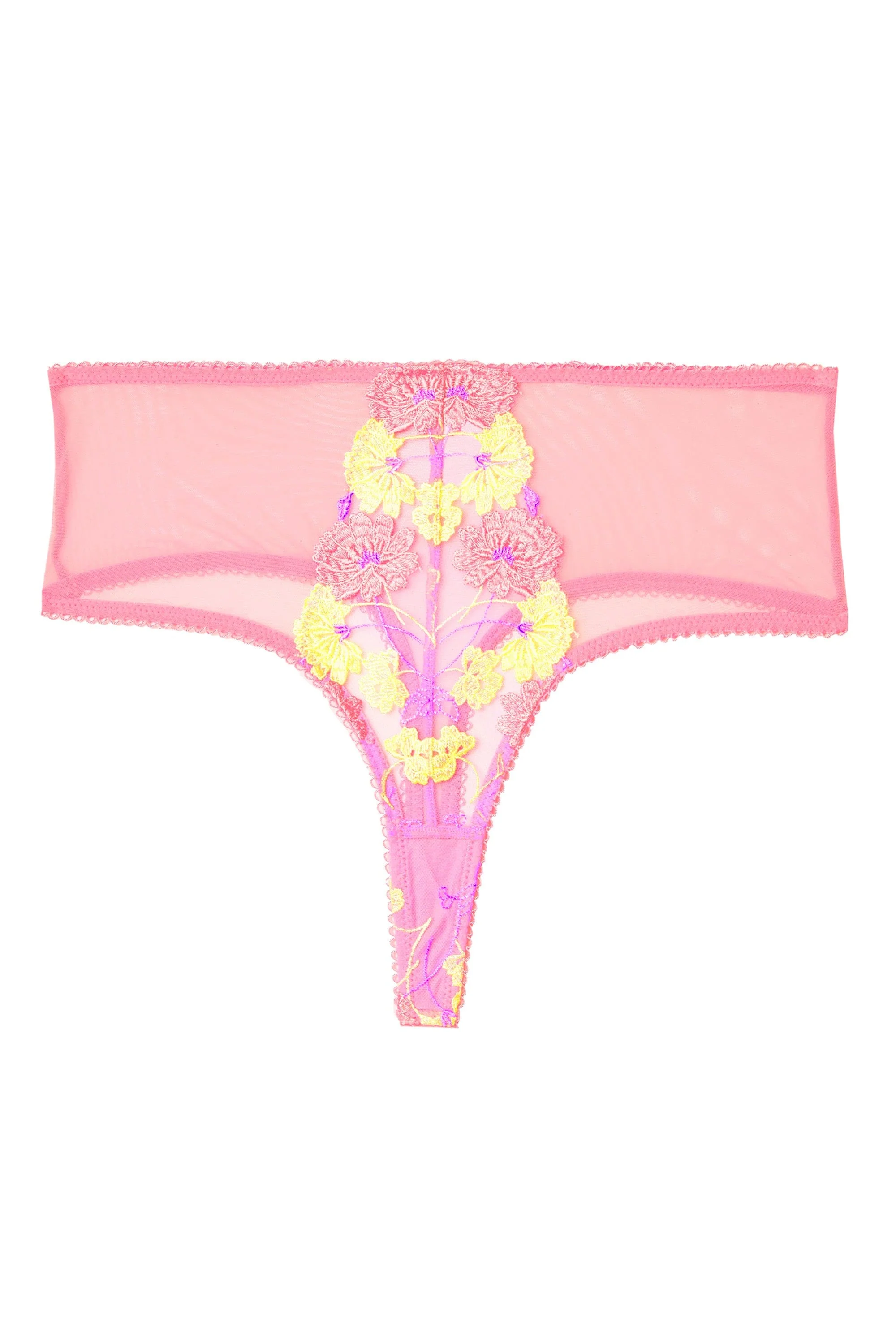 Luna Pastel Pink Embroidery High Waisted Thong - Image 6