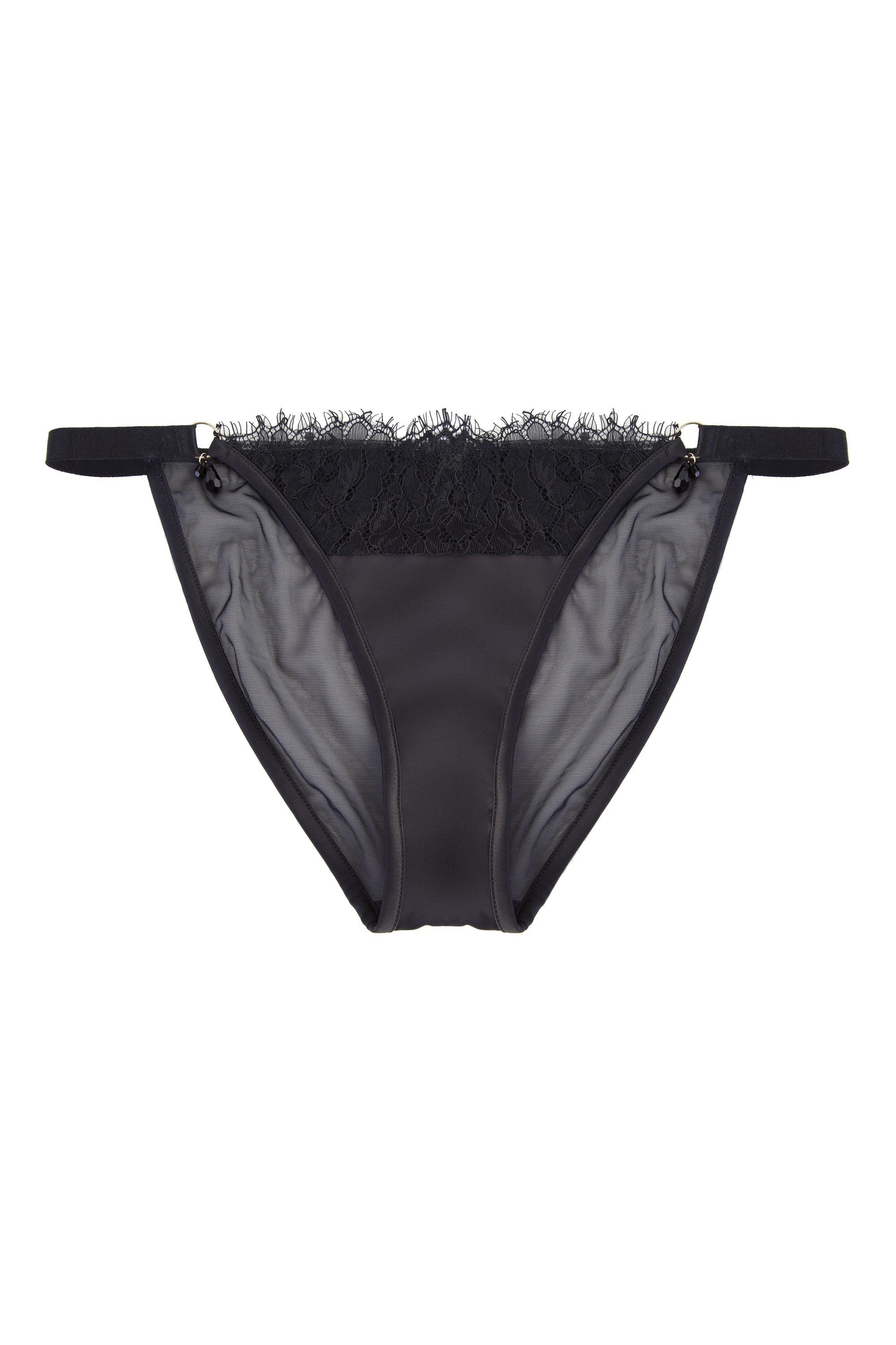 Mae Black Satin and Lace Brief - Image 3
