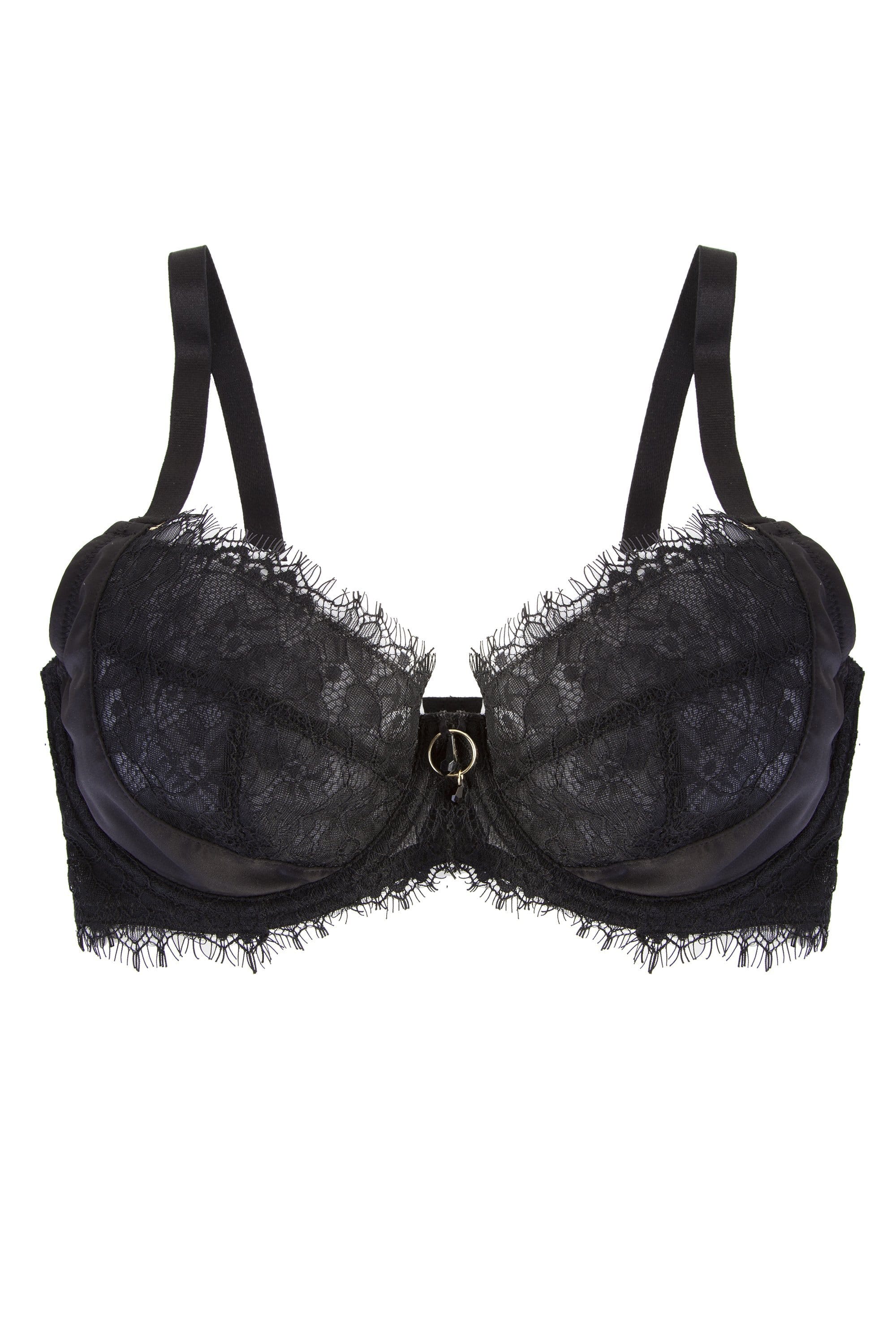 Mae Black Satin and Lace DD/E-K Bra