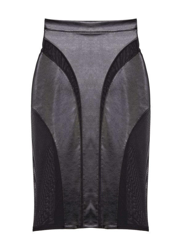 Maeve Black Vegan Leather Mesh Insert Pencil Skirt - Image 6