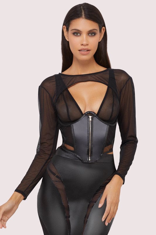 Maeve Black Vegan Leather Underbust Corset - Image 4