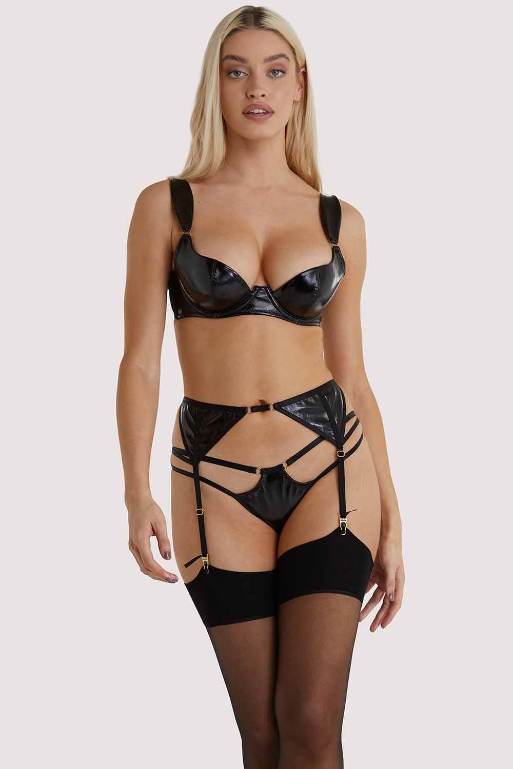 Maxine Black PVC Strap and Ring Detail Brief - Image 9