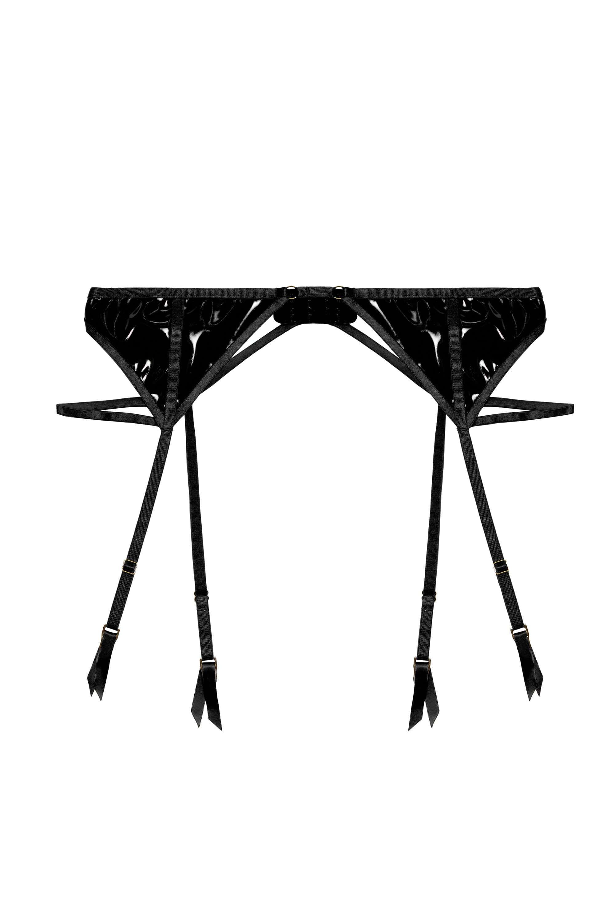 Maxine Black PVC Strap and Ring Detail Suspender - Image 10