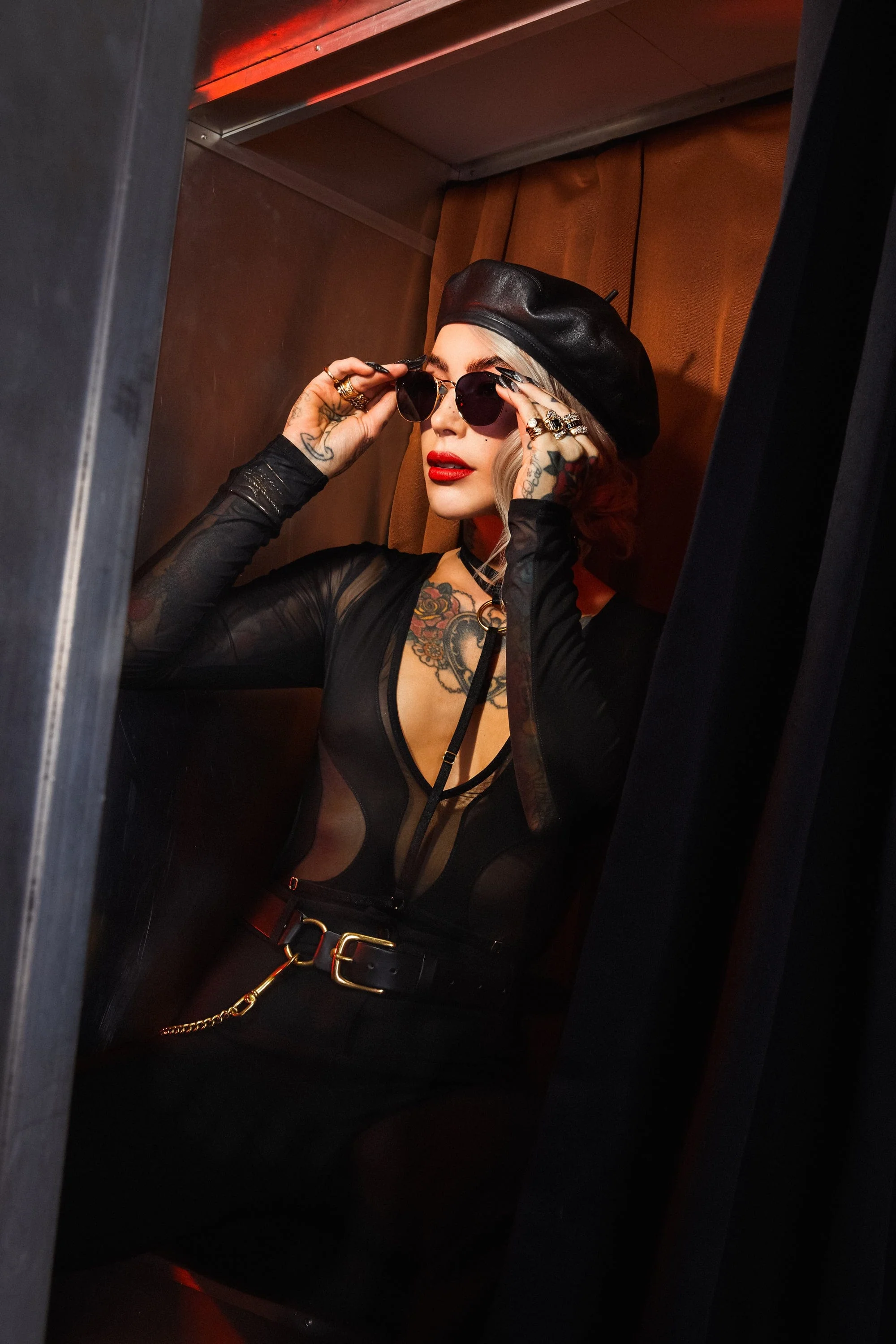 Midnight Black Mesh & Jersey Bodysuit - Image 2