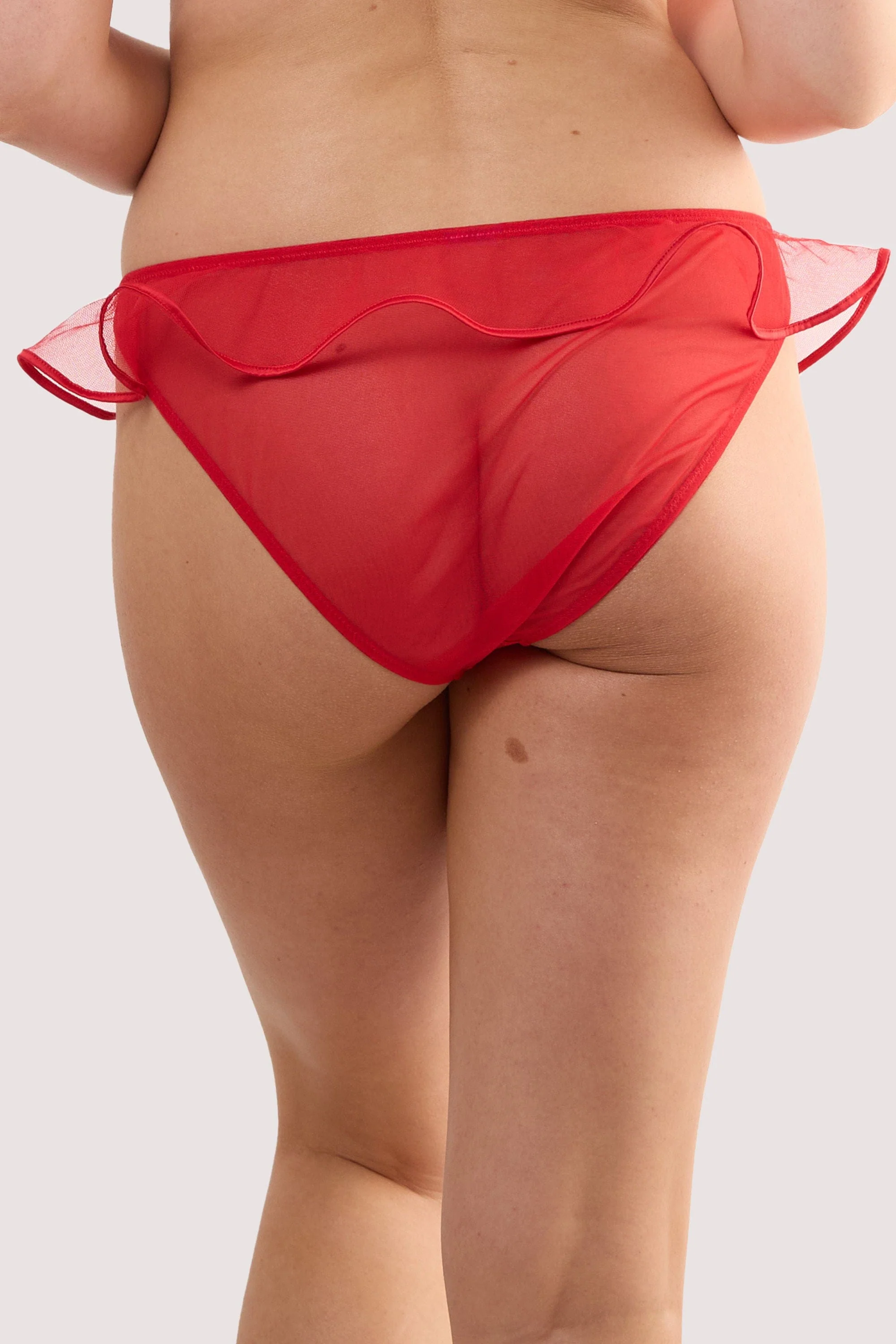 Monica Red Ribbon Slot Lace Brief - Image 3