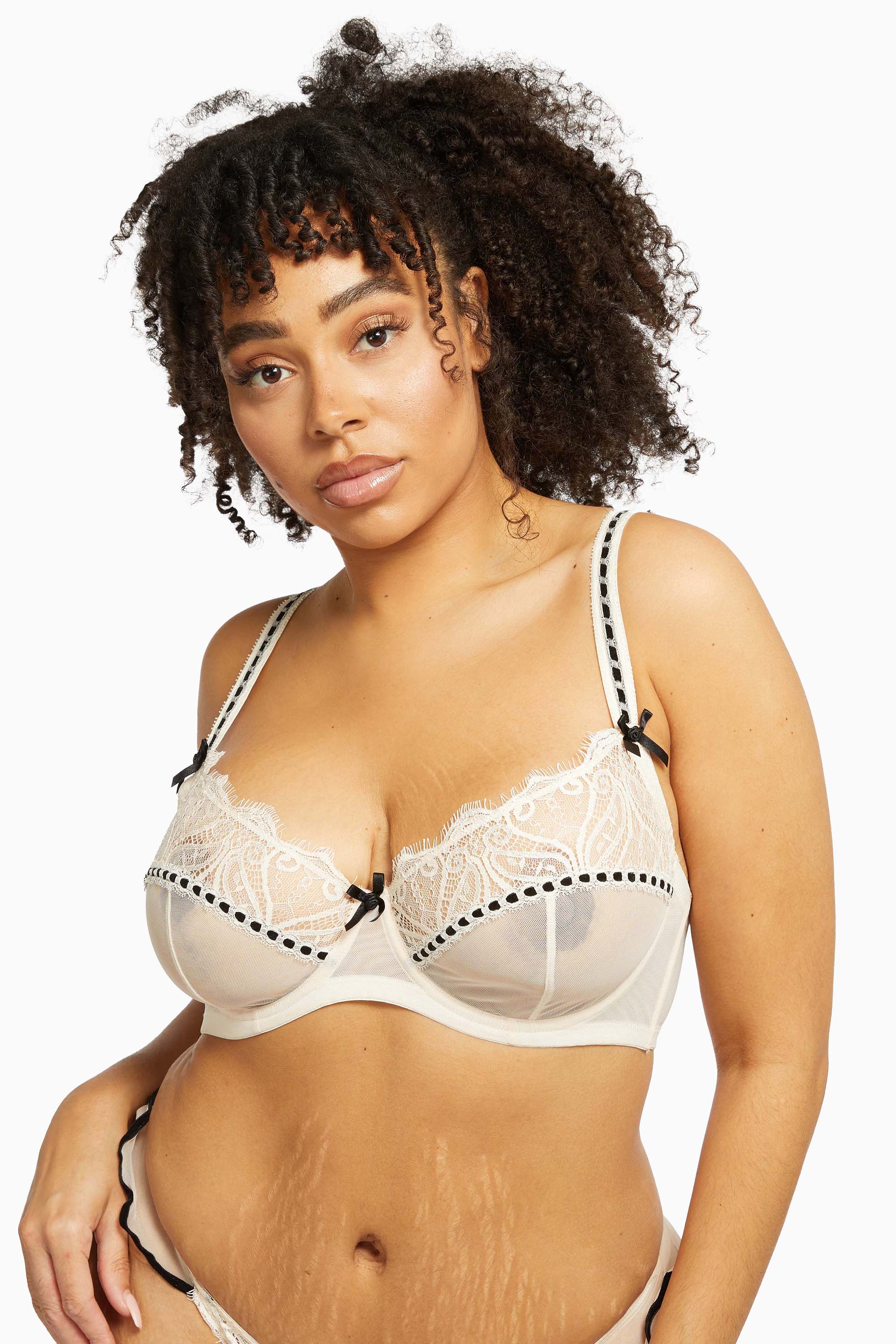 Monica Ribbon Slot Lace Bra Core Peach - Image 2