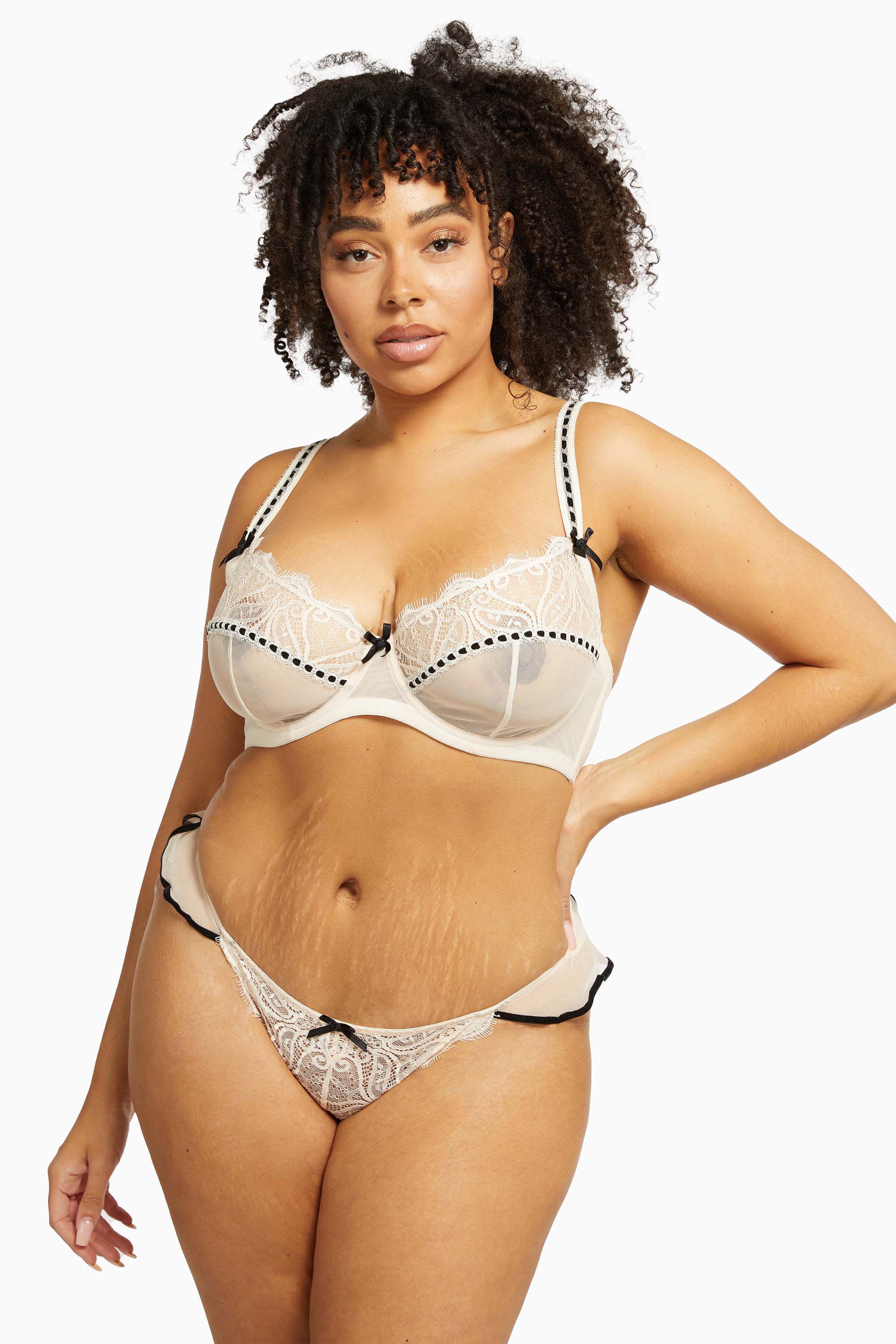Monica Ribbon Slot Lace Bra Core Peach - Image 4