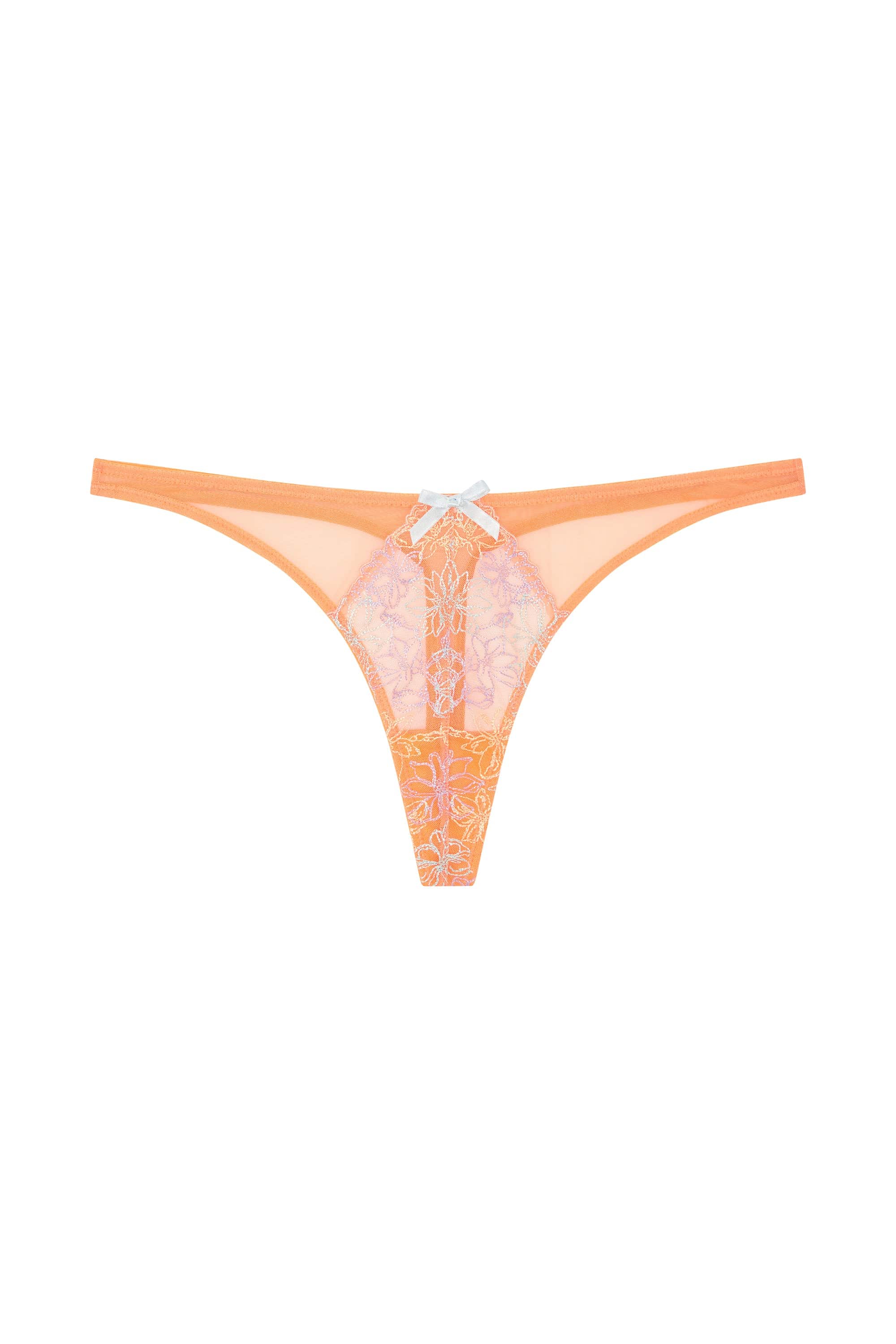 Naomi Orange Floral Embroidered Thong - Image 5