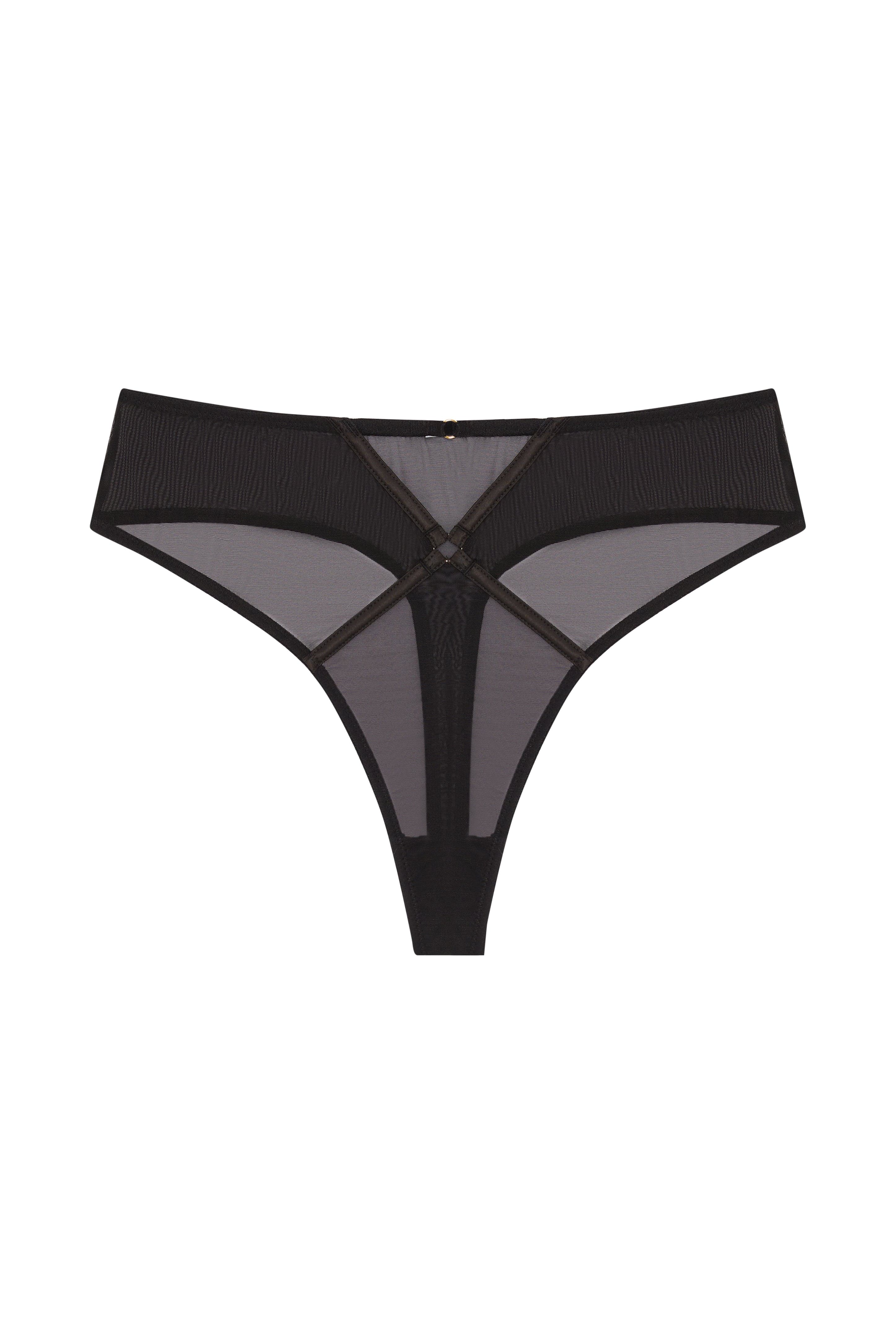 Naya Black Mesh Cut Out High Waist Thong - Image 4