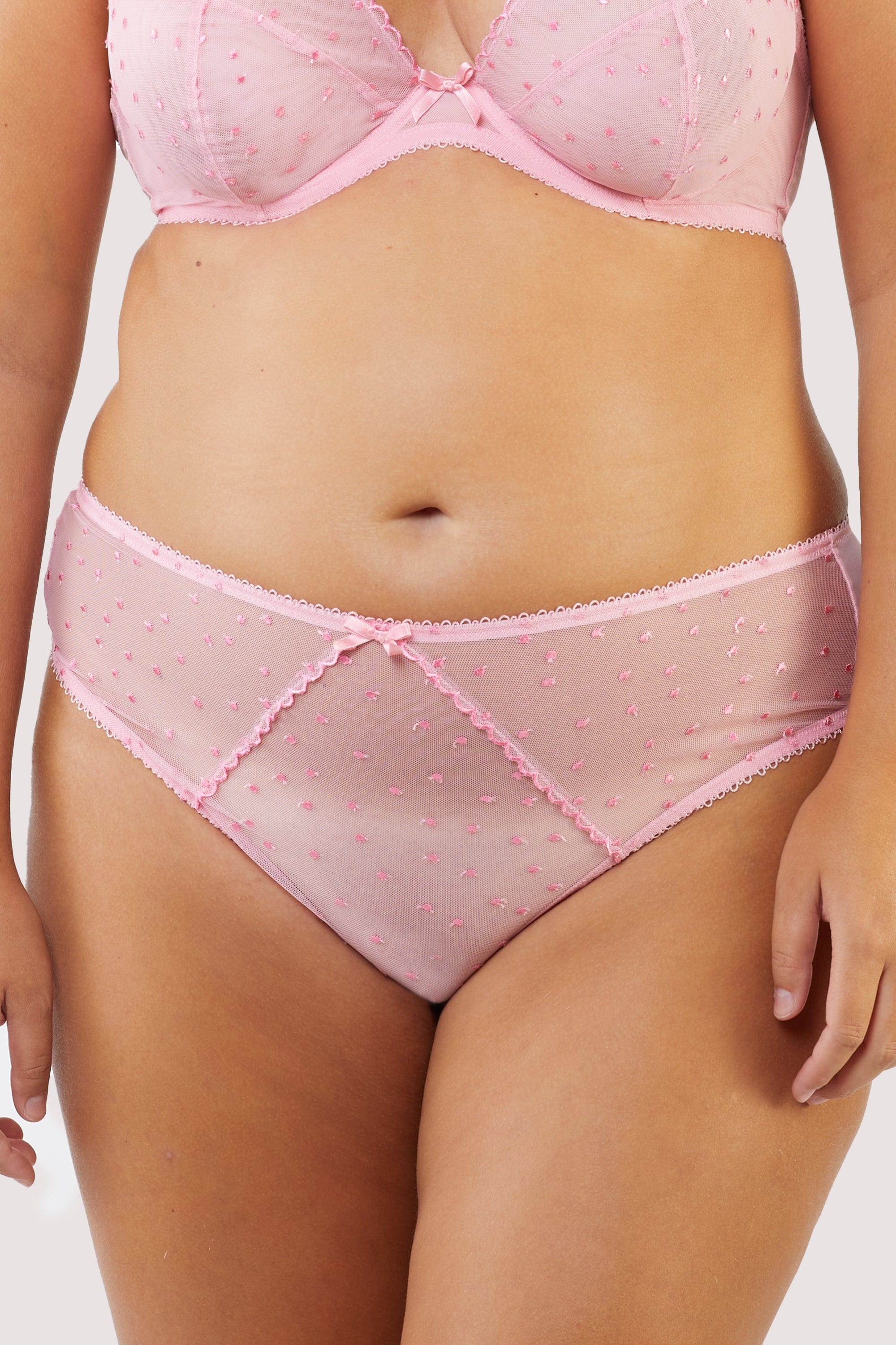 Nico Dotty Pink Sheer Mesh Highwaisted Thong - Image 4