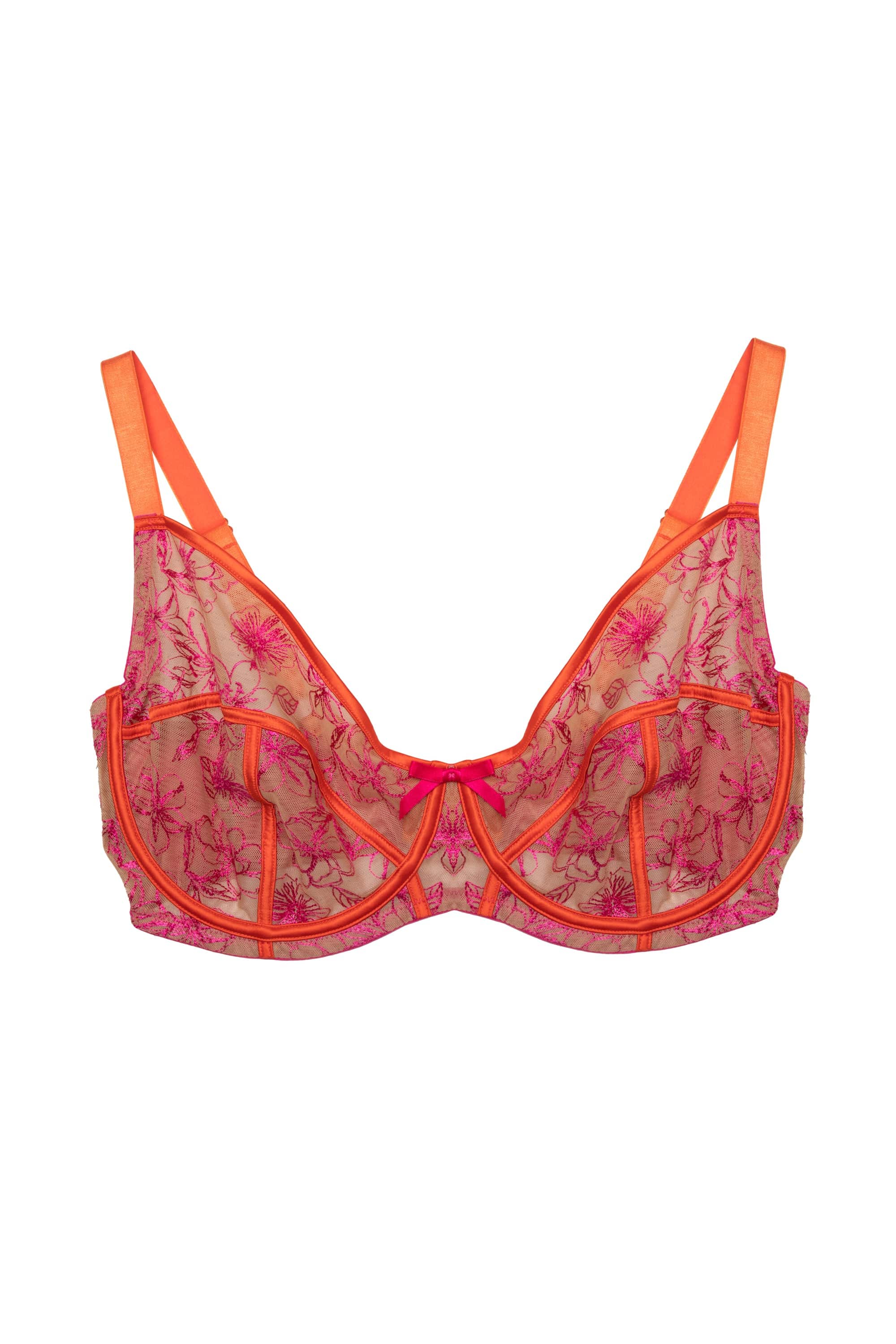 Olivia Pink Contrast Embroidery Balconette Bra Fuller Bust Exclusive - Image 5