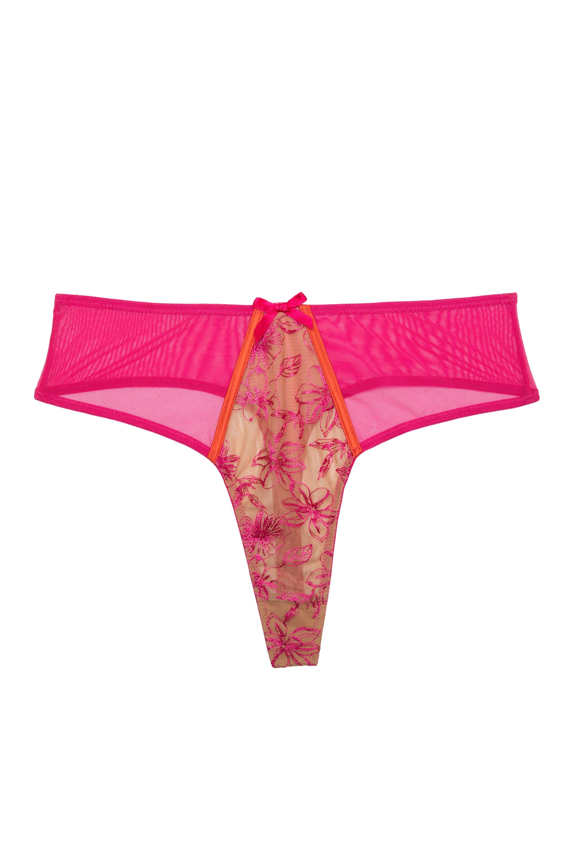 Olivia Pink Contrast Embroidery Thong - Image 4