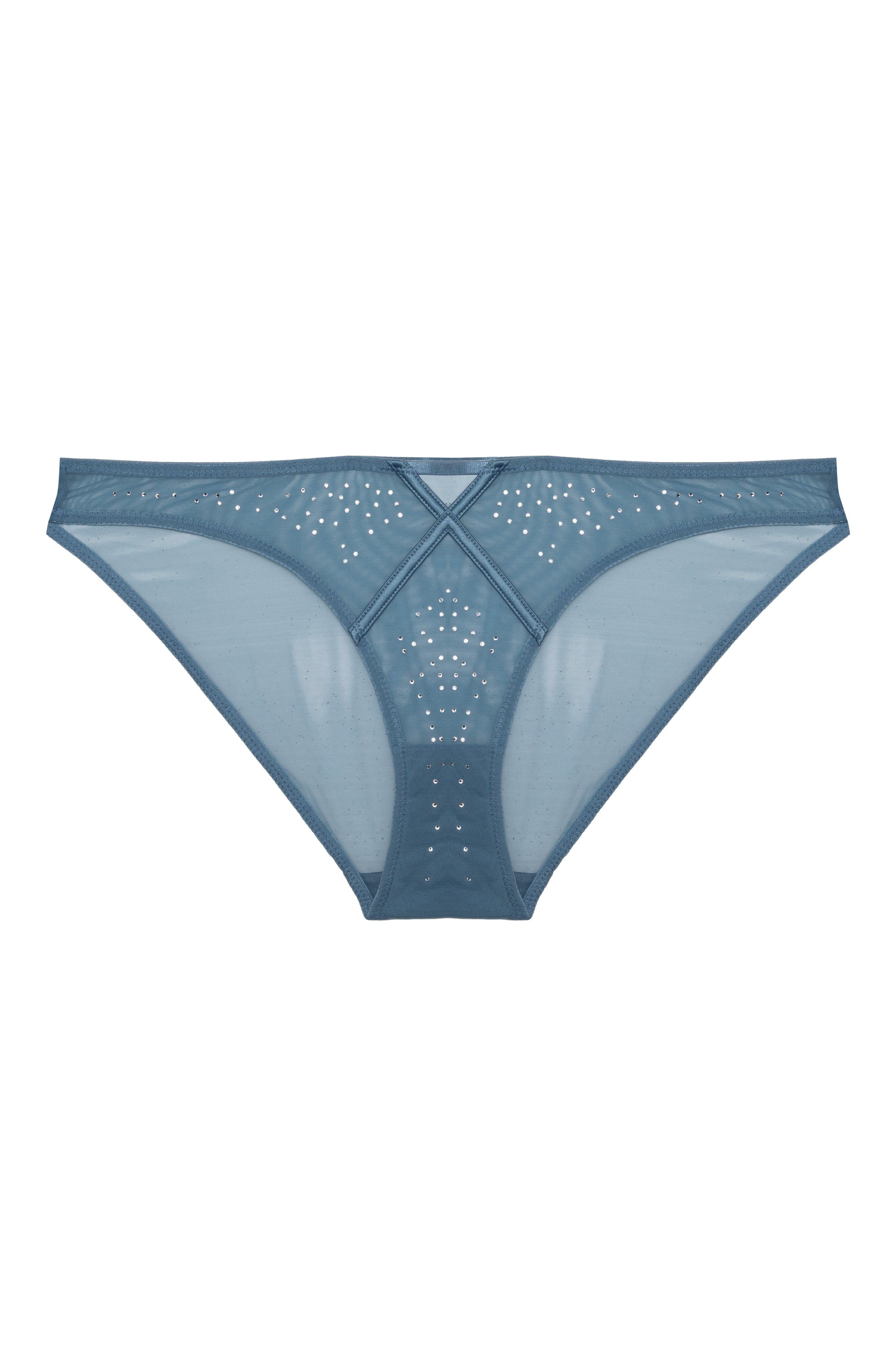 Olympia Storm Grey Diamante Detail High Leg Brief - Image 2