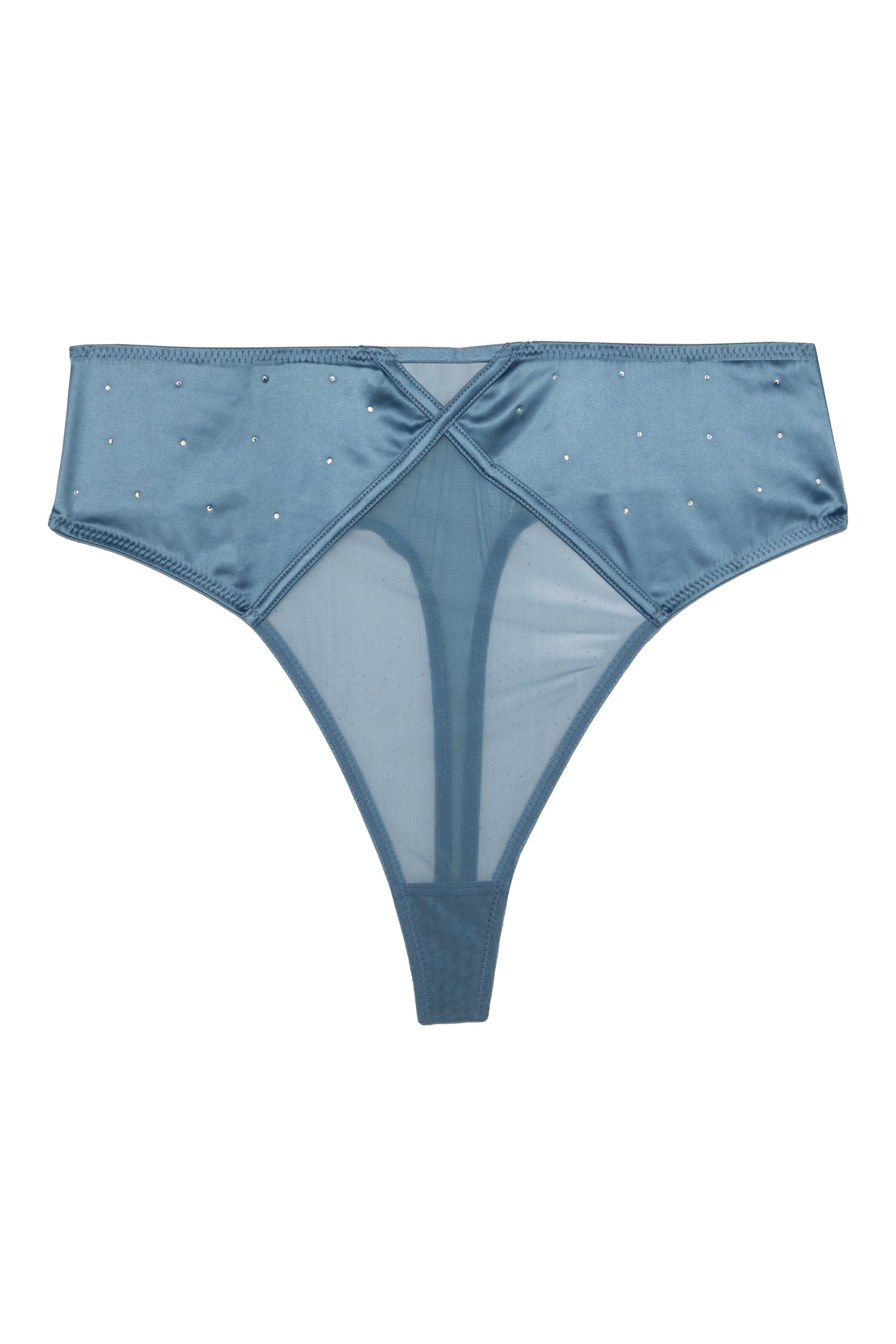 Olympia Storm Grey Diamante Detail High Waist Thong - Image 4
