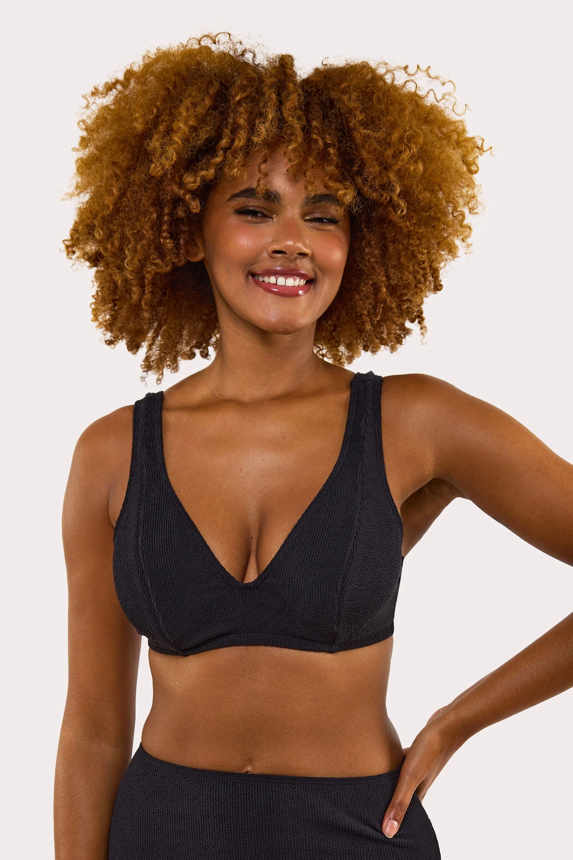 Mila Black Fuller Bust Scrunch Hidden Underwire Bikini Top - Image 2
